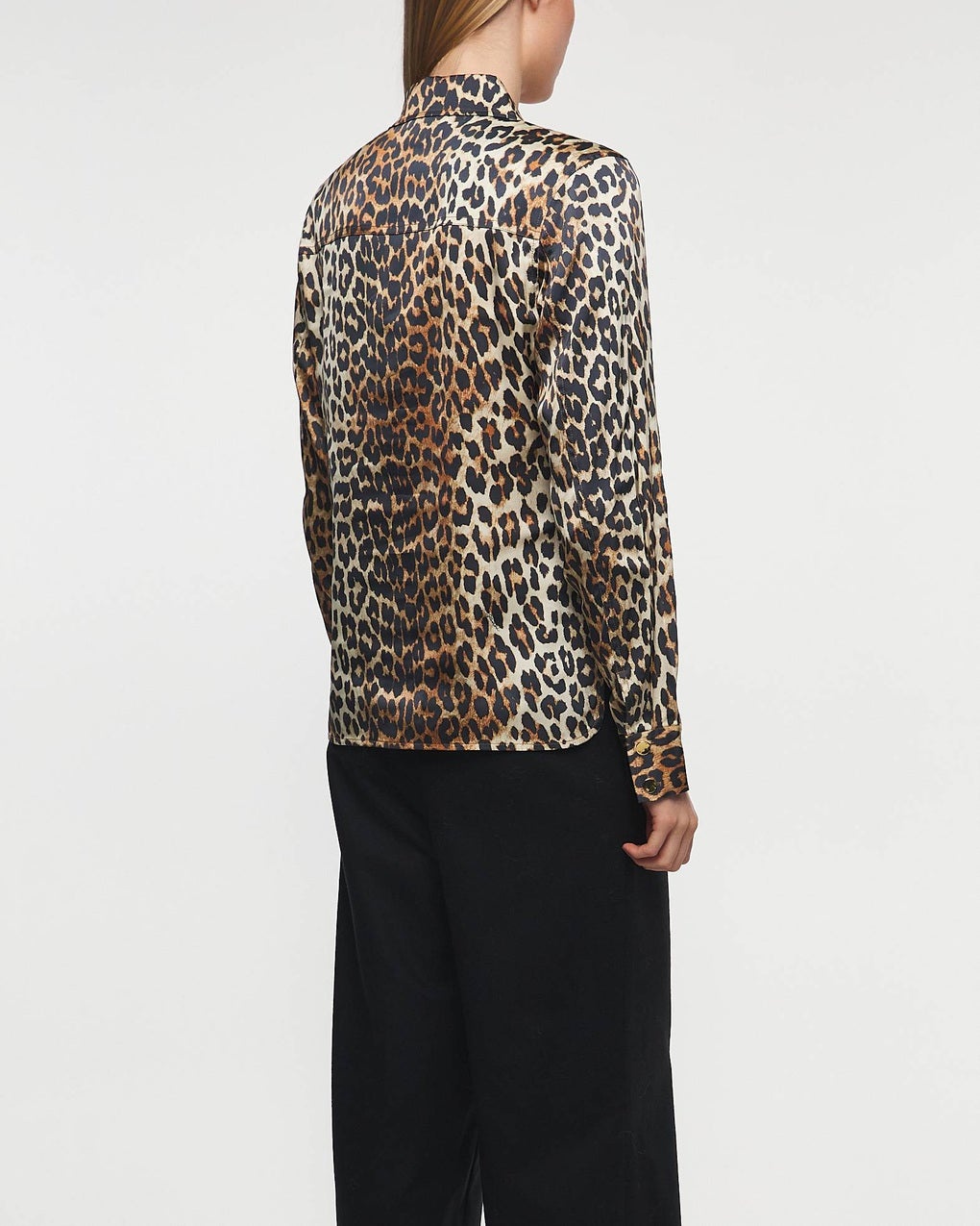 Printed Satin Shirt Leopard - 4
