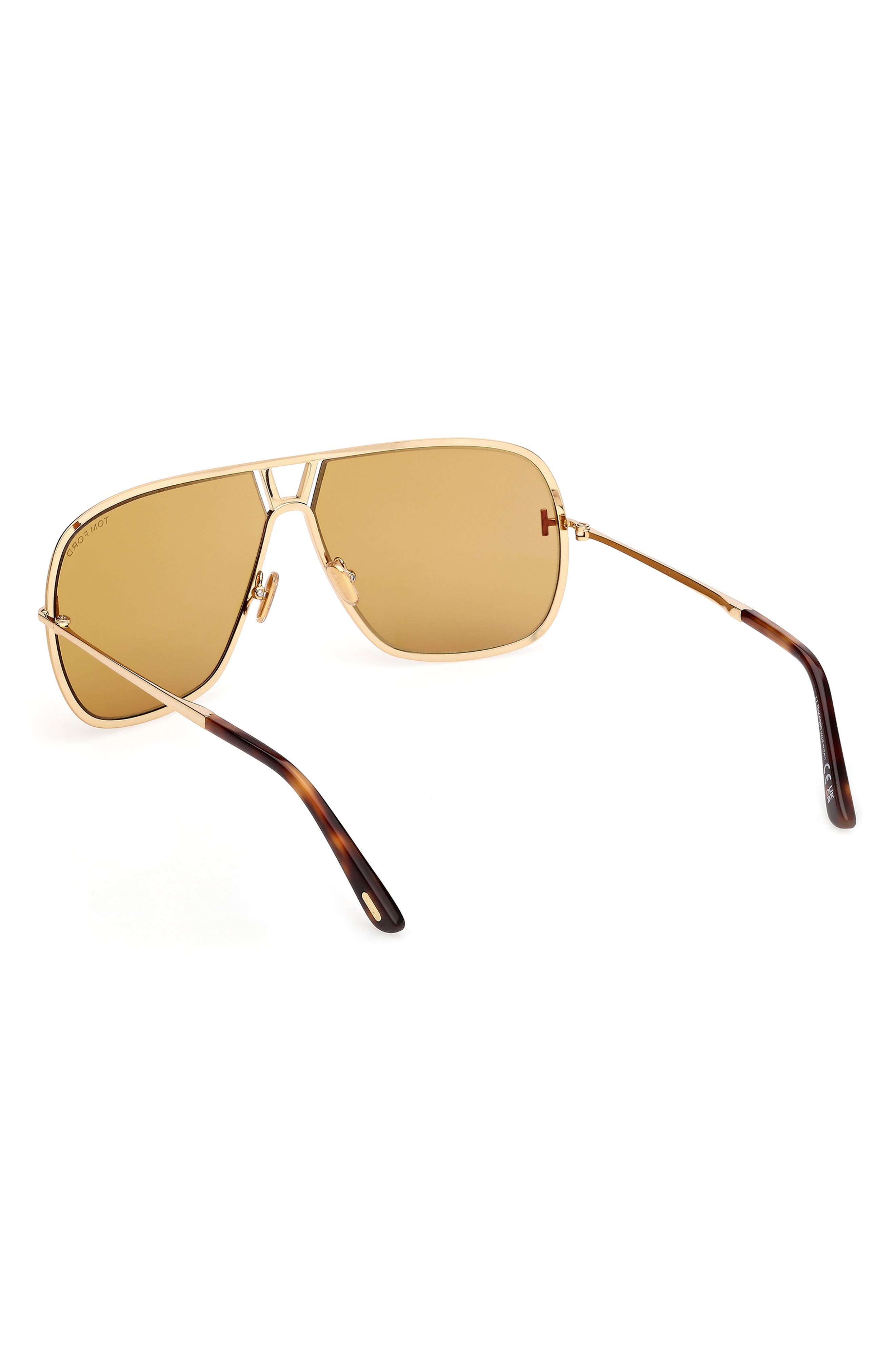 TOM FORD Stavros 63mm Oversize Navigator Sunglasses in Shiny Gold /Classic Havana at Nordstrom - 4