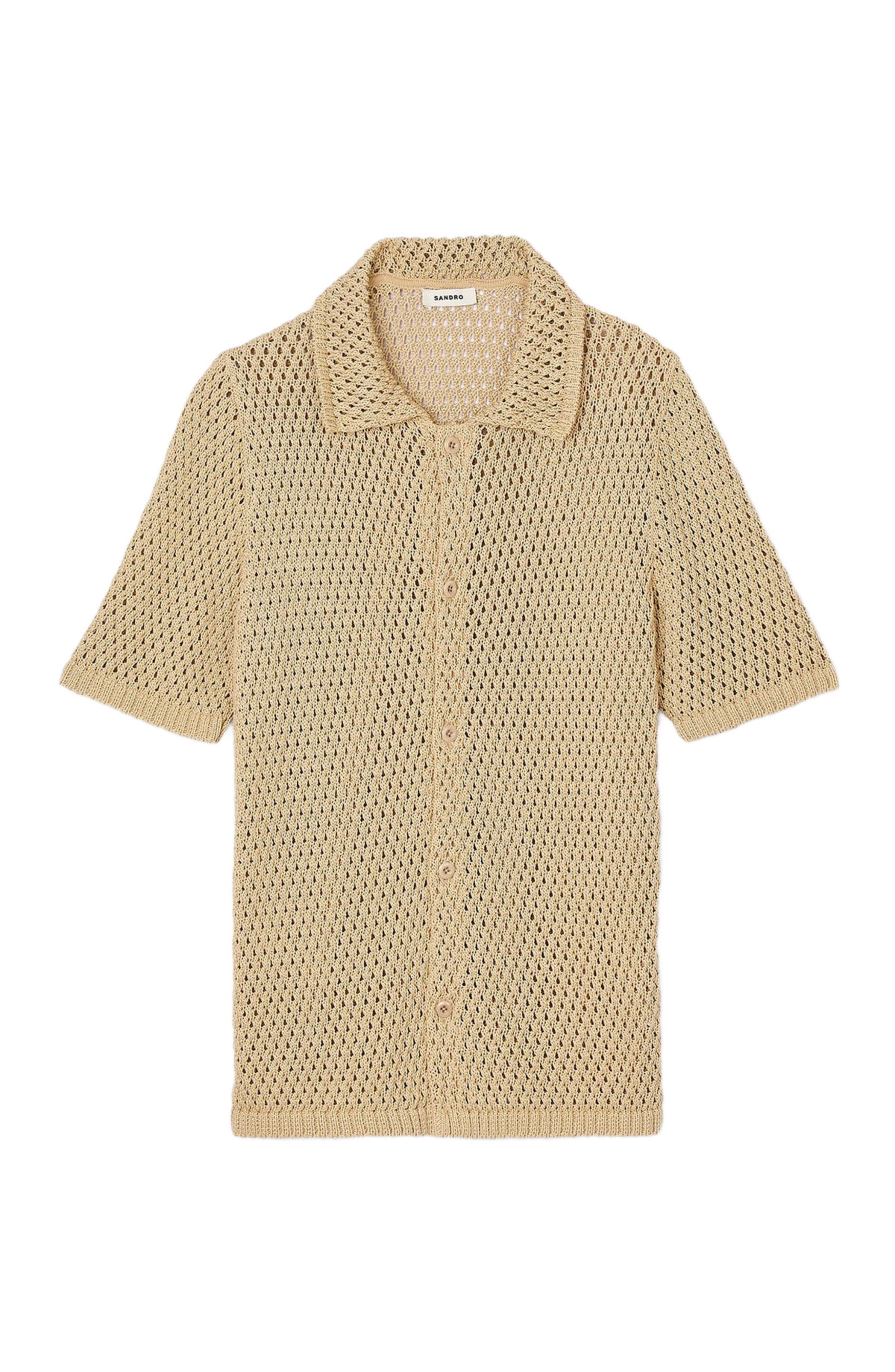 SANDRO Crochet shirt in Nut at Nordstrom - 5