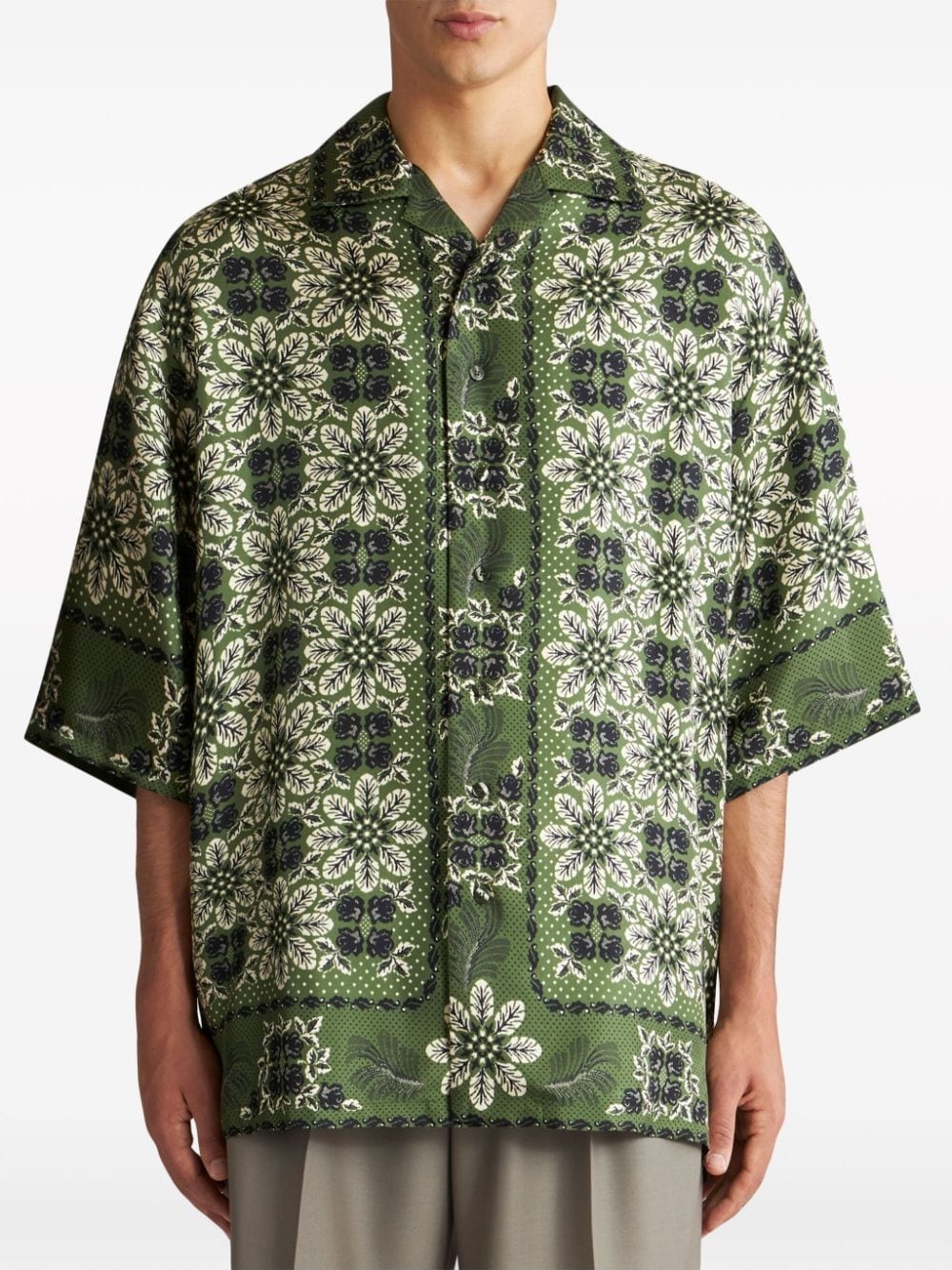 floral-print silk shirt - 2
