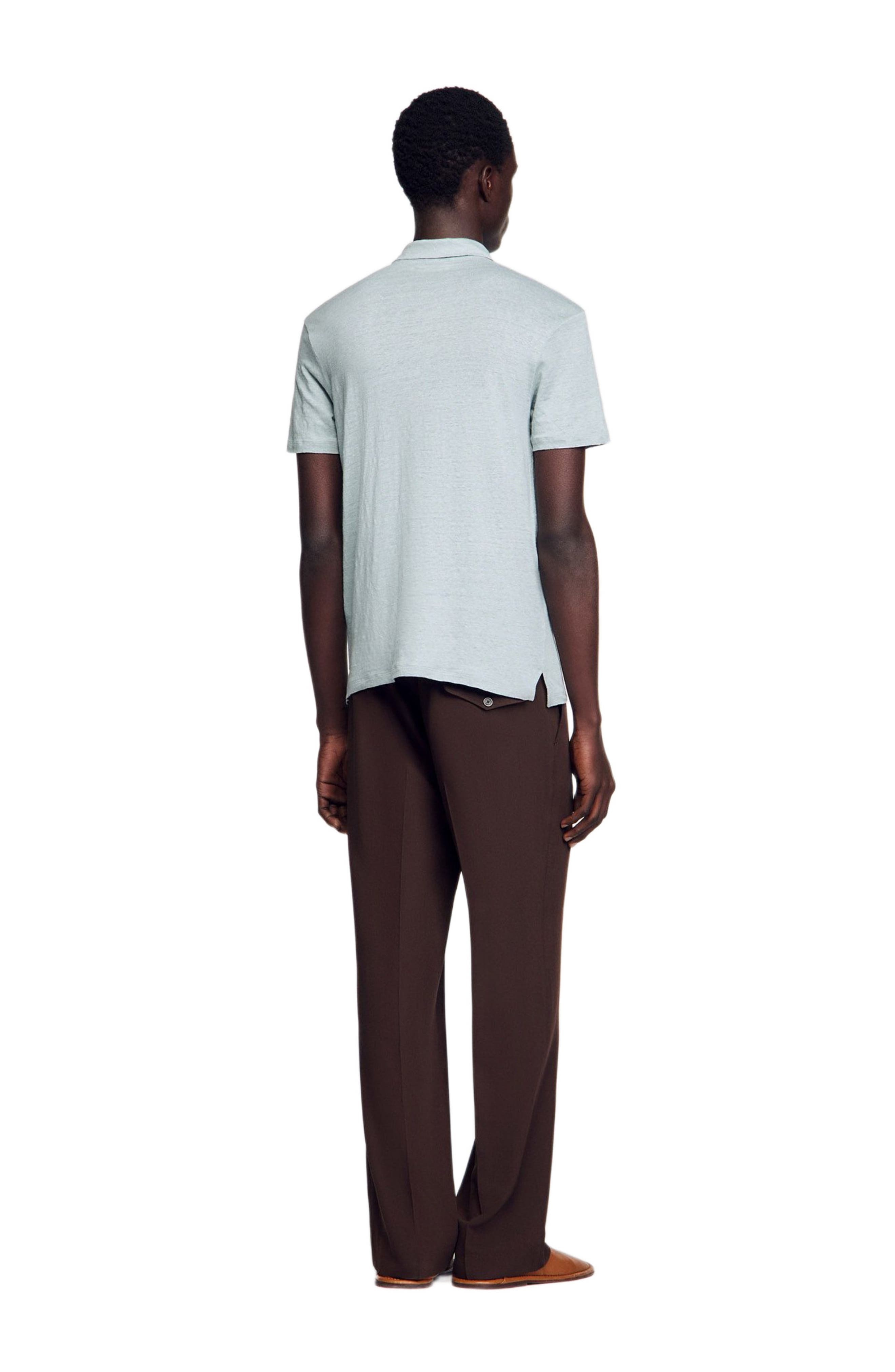 SANDRO Linen polo shirt in Chambray at Nordstrom - 2