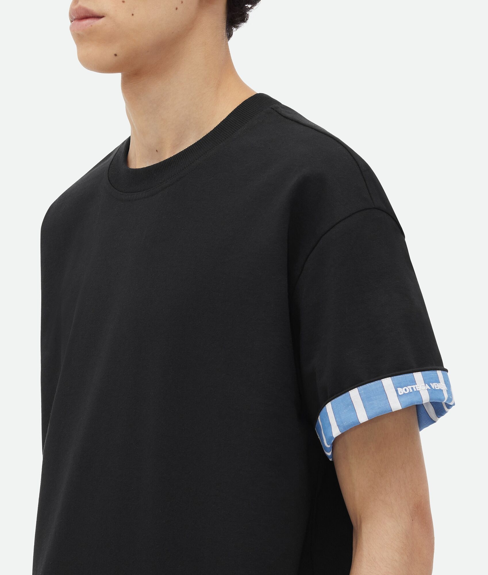 Double Layer Striped Cotton T-Shirt - 4