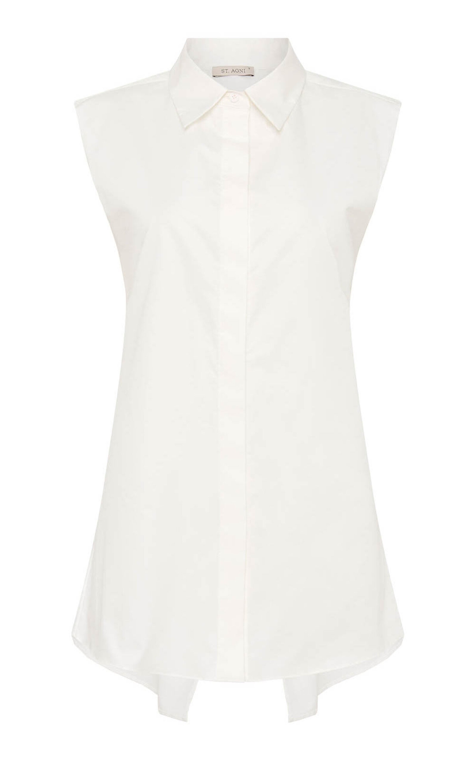 Belted Cotton Button-Down Shirt white - 1
