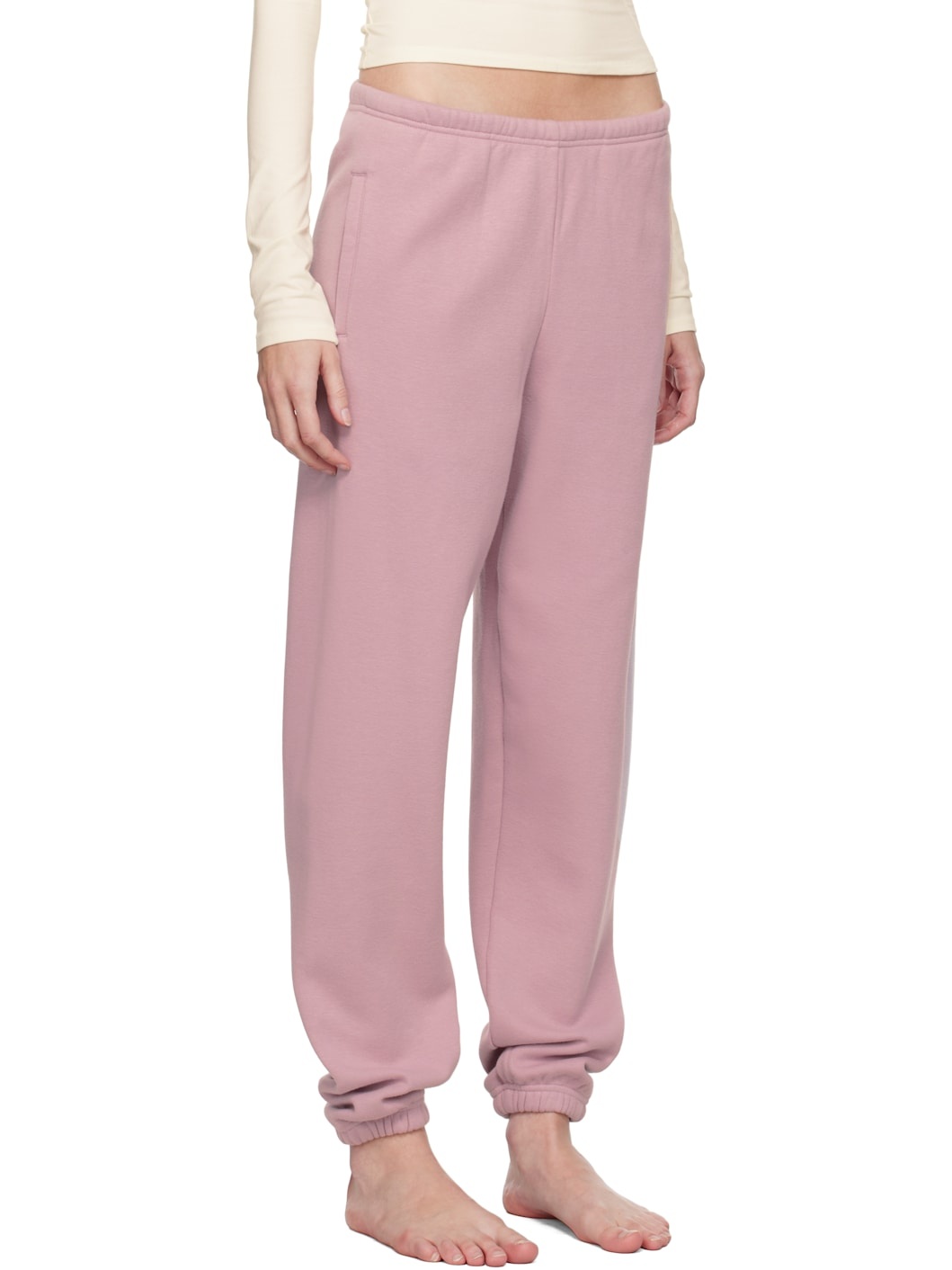 Pink Cotton Fleece Classic Jogger Lounge Pants - 2