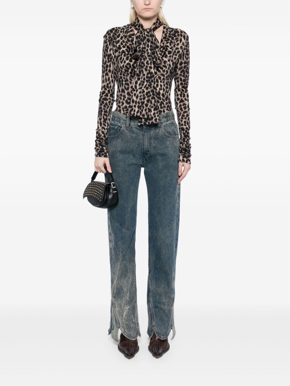 leopard-print wool top - 2