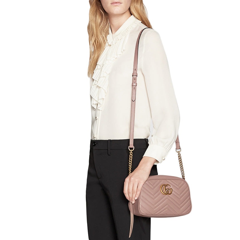 (WMNS) Gucci GG Marmont Small Matelasse Shoulder Bag 'Dusty Pink' 447632-DTD1T-5729 - 9