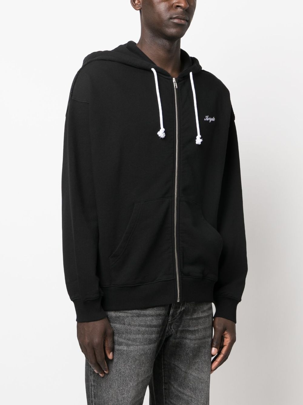 embroidered-logo zip-fastening hoodie - 3