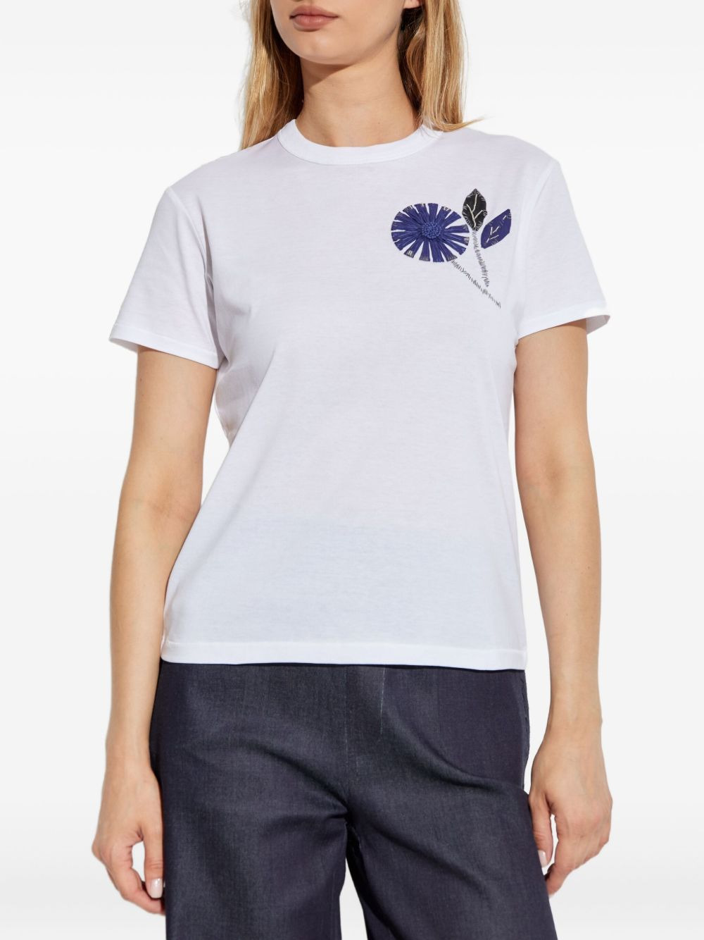embroidered flower T-shirt - 3