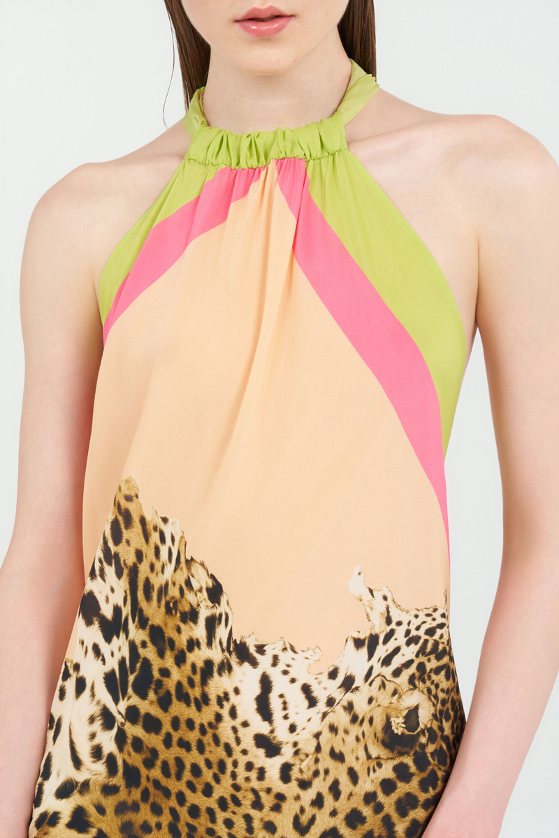 Cavalli Pop Print Silk Midi Dress 6