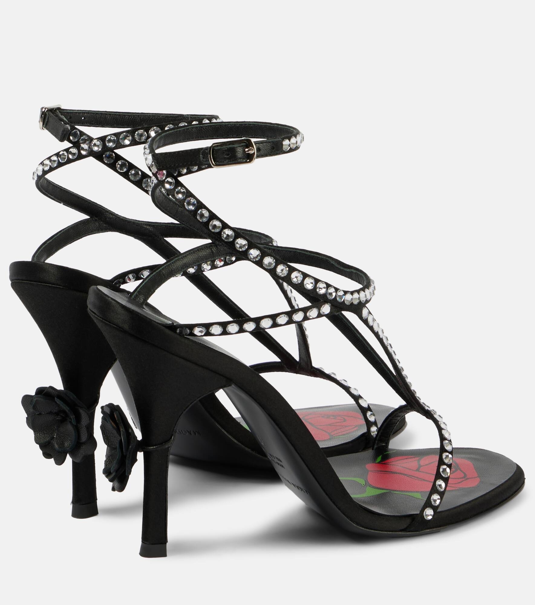 Crystal-embellished satin sandals - 3