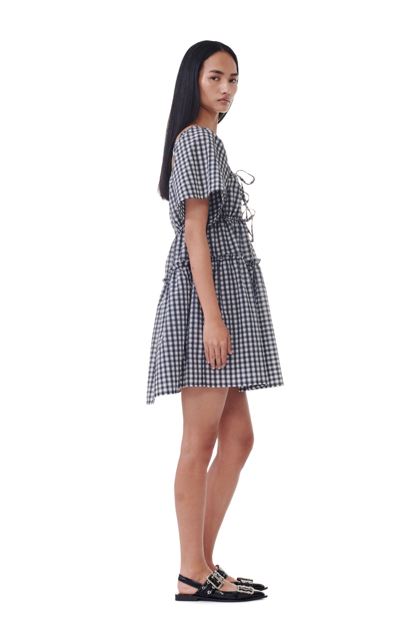 SEERSUCKER CHECK MINI LAYER DRESS - 4