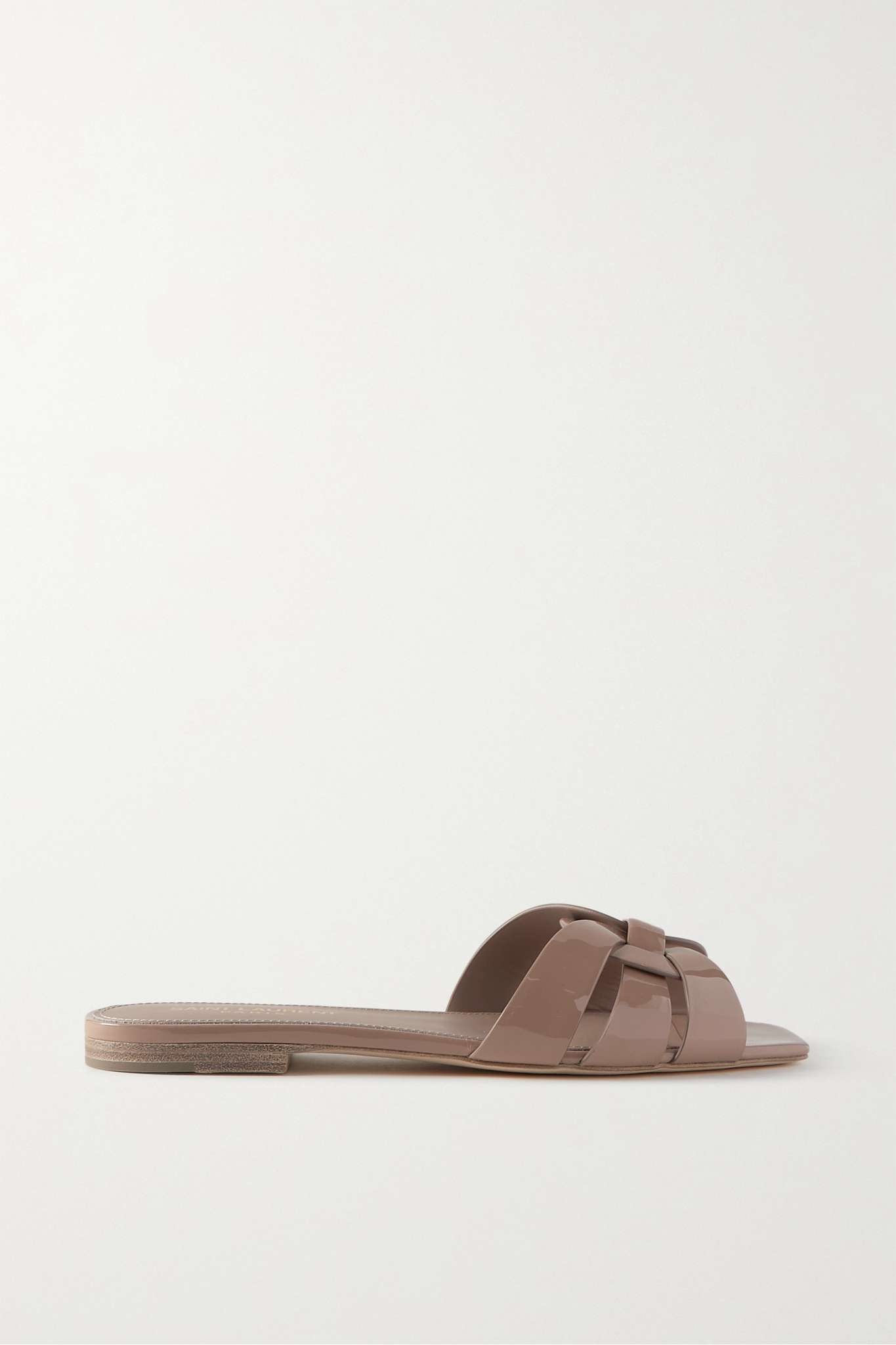 Nu Pieds woven patent-leather slides - 5