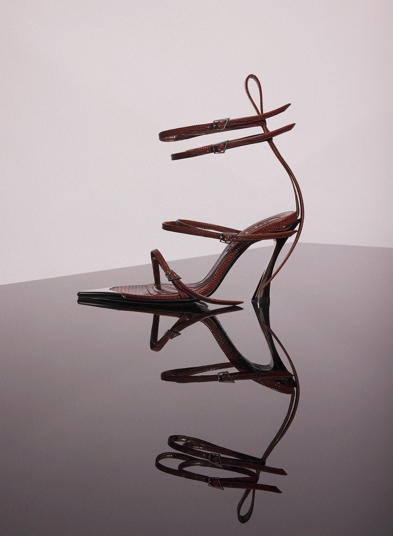 dark brown leather strappy fang 95 sandals - 2