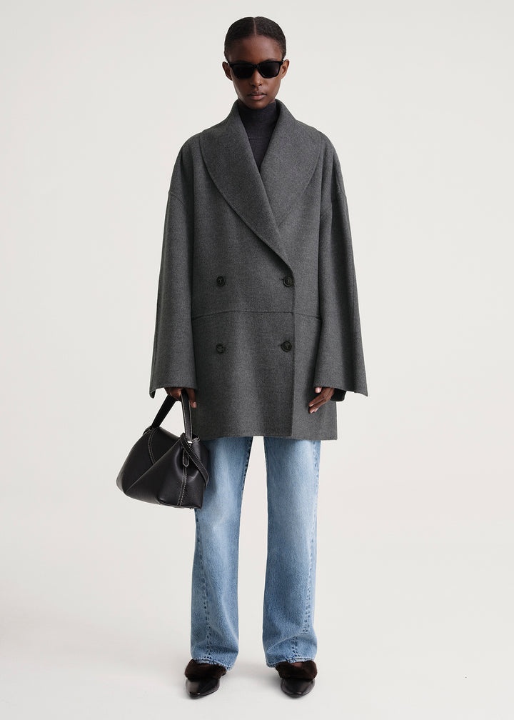 Double-breasted wool jacket grey mélange - 2