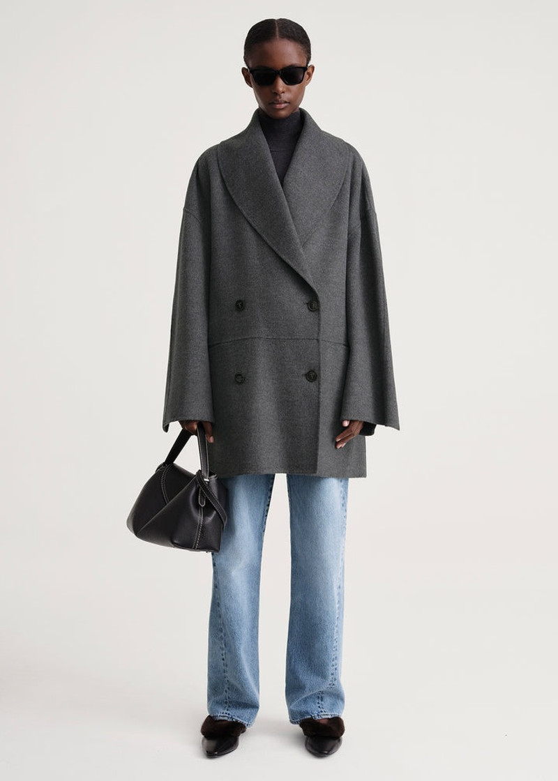Totême Double-breasted wool jacket grey mélange outlook