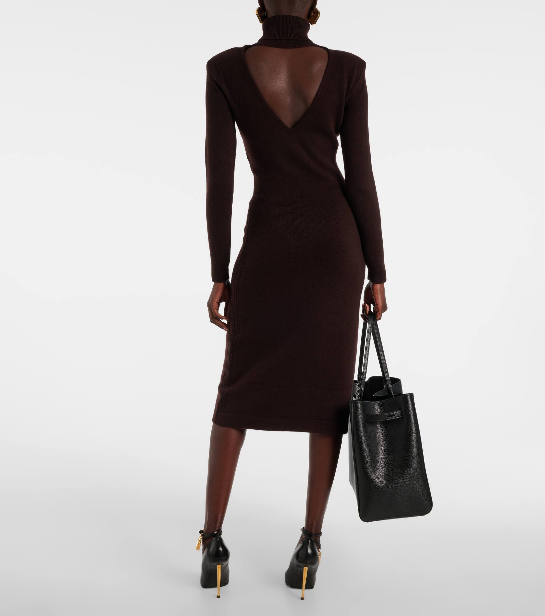 Cashmere turtleneck midi dress - 3