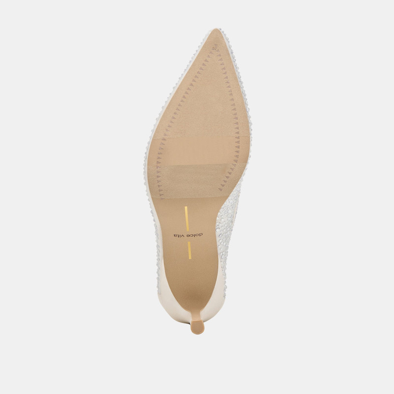 KASHE CRYSTAL HEELS WHITE MESH 9