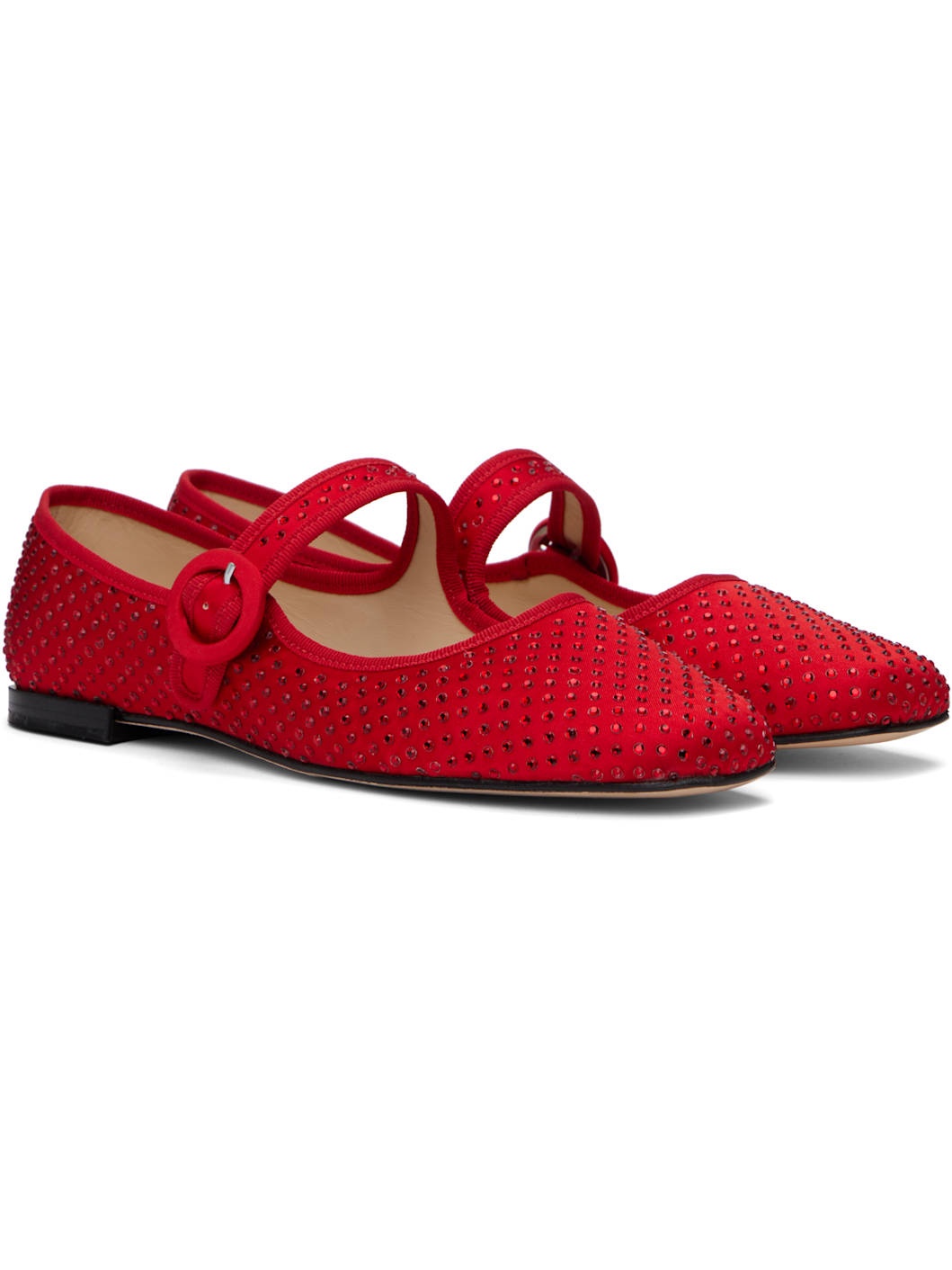 Red Georgia Mary Jane Ballerina Flats - 4