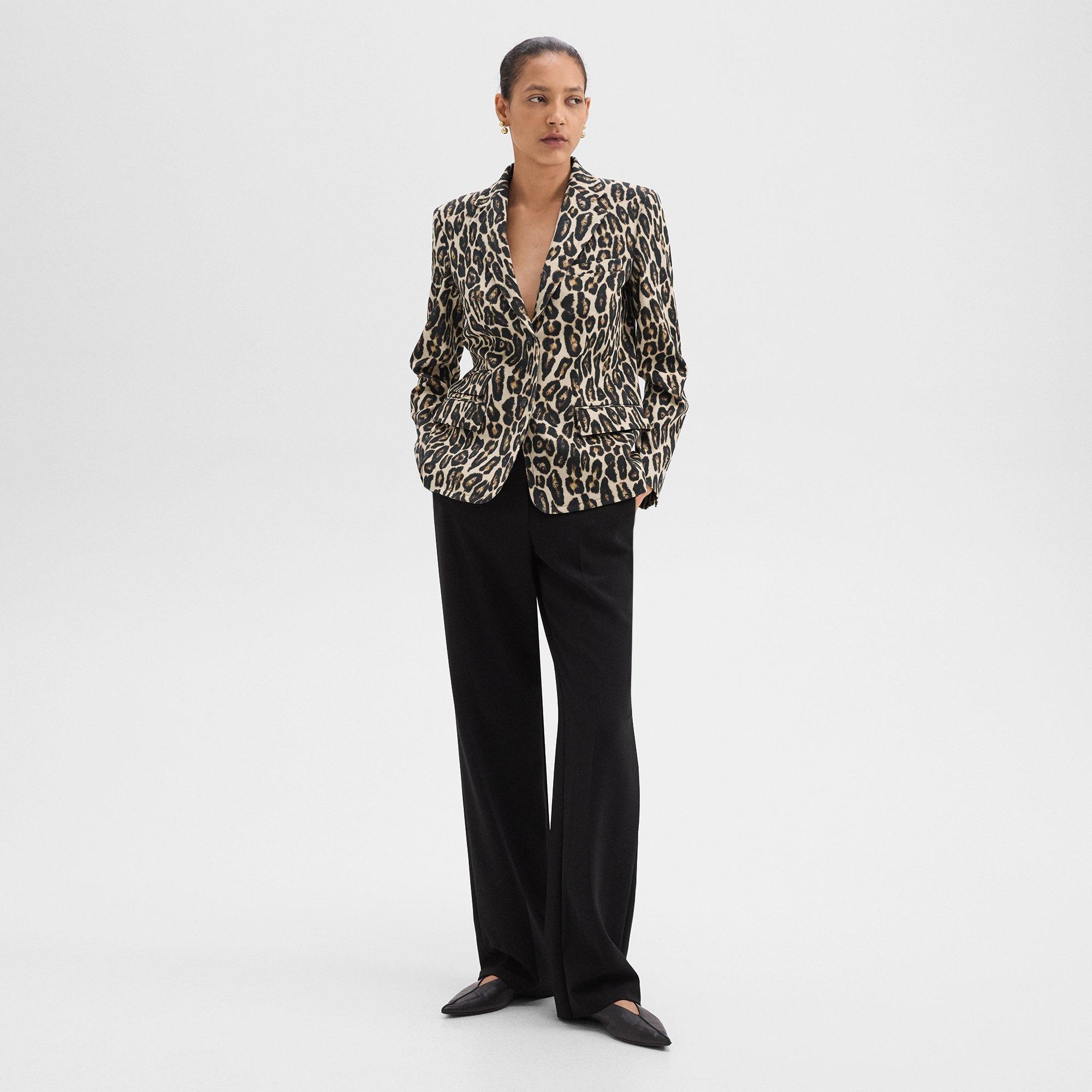 Tailored Blazer in Stretch Leopard Wool - 6