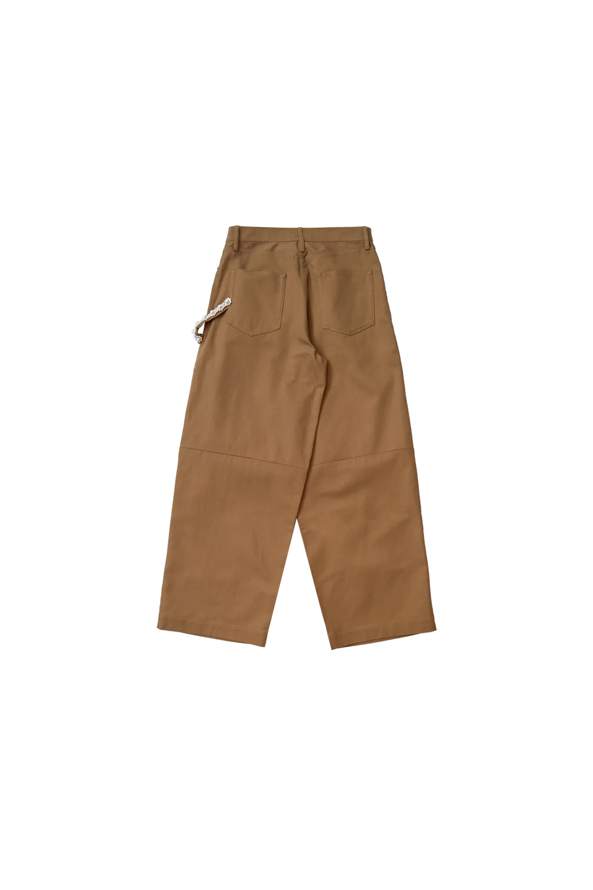 Simone Rocha Wide Leg Puddle Drill Pants W/ Emb Khaki - 2