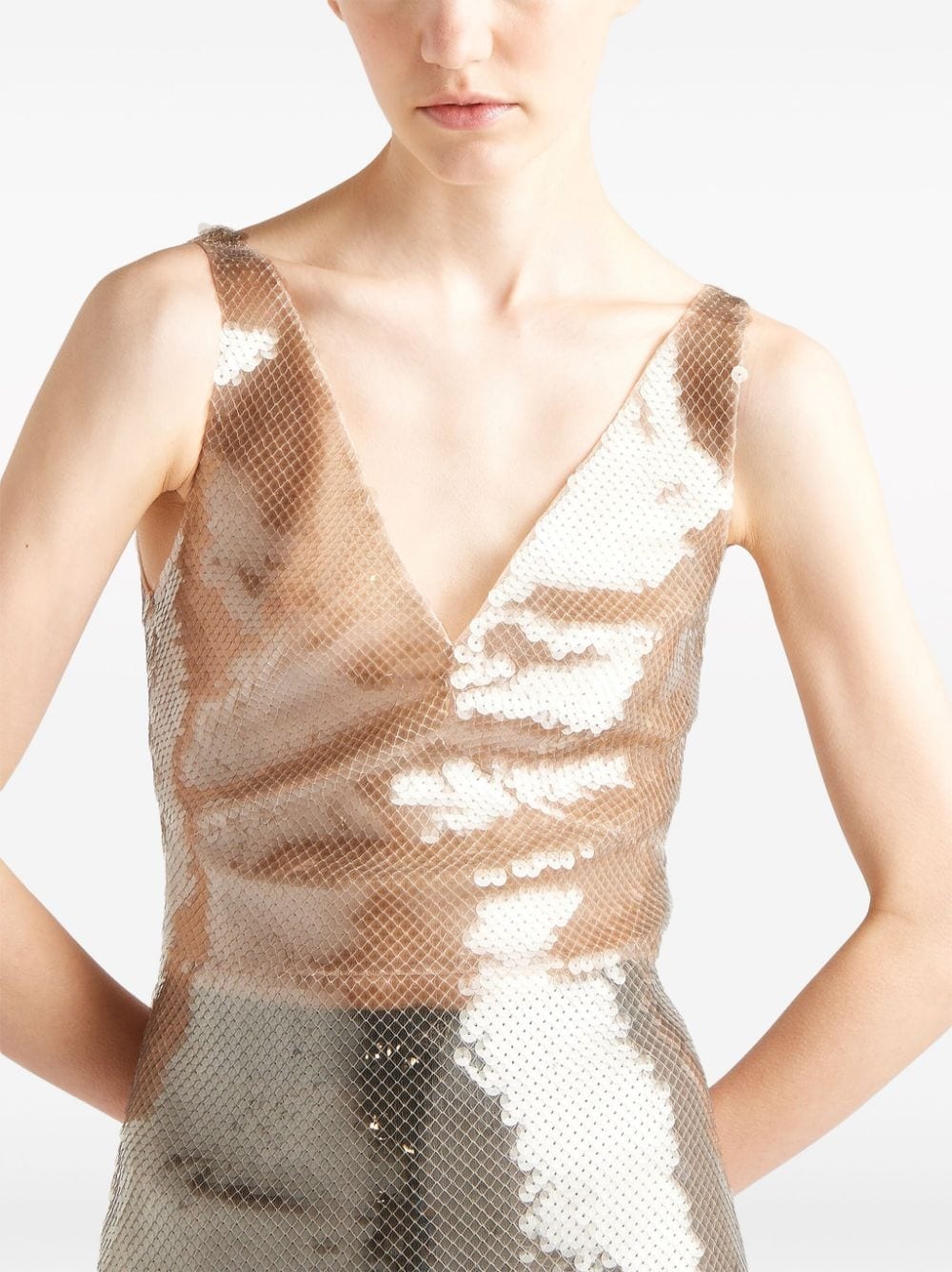 embroidered tulle midi dress - 4