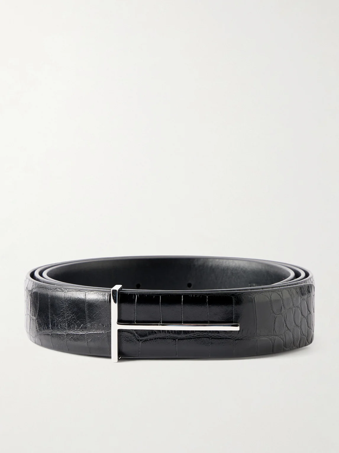 2.5 cm Croc-Effect Leather Belt - 1