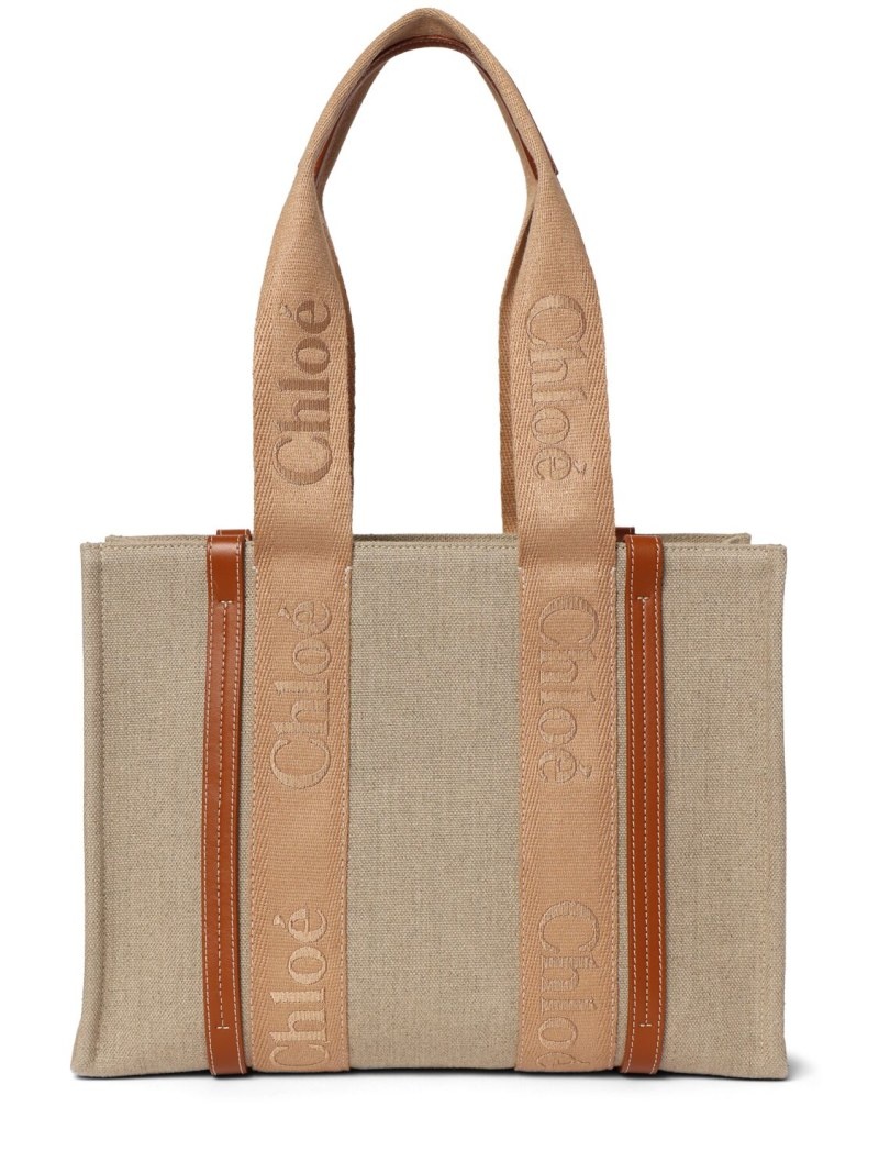 Woody embroidered linen tote bag - 4