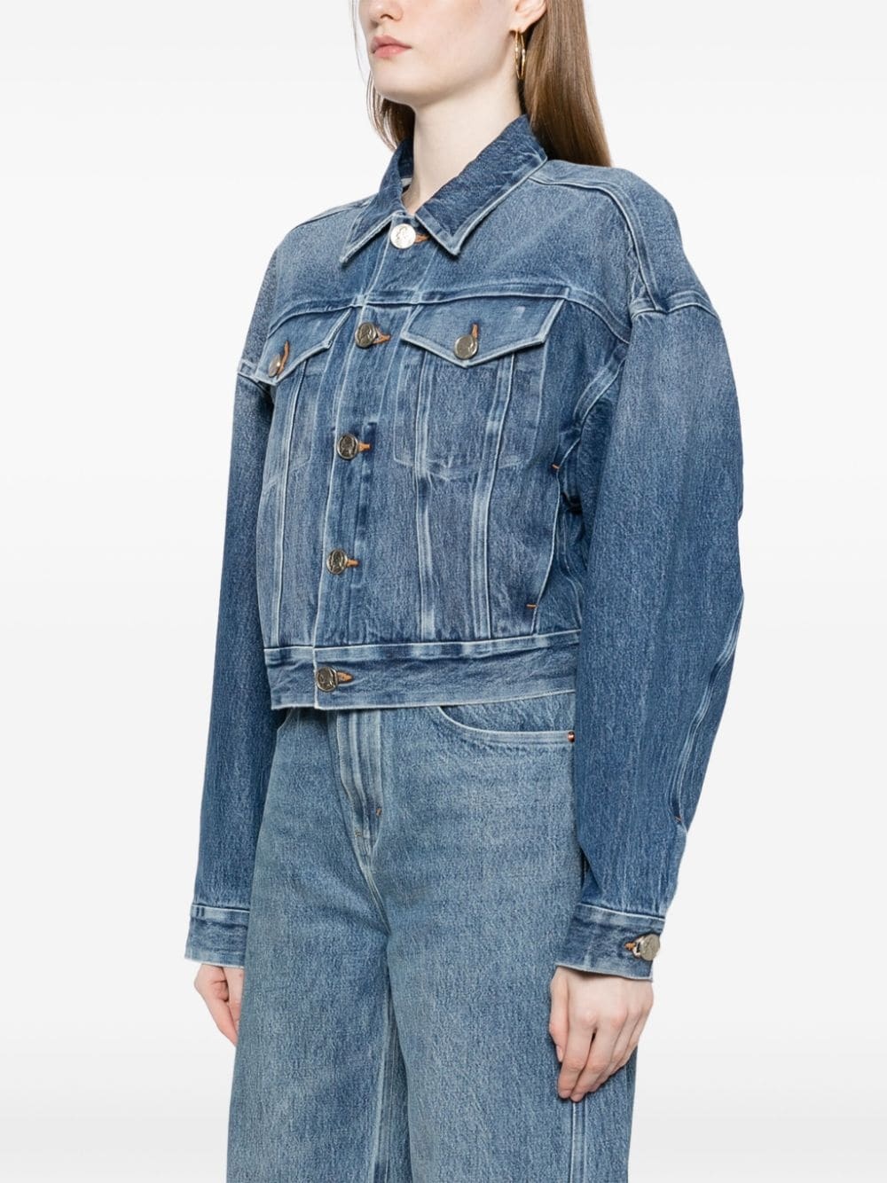 bonded-seam denim trucker jacket - 3