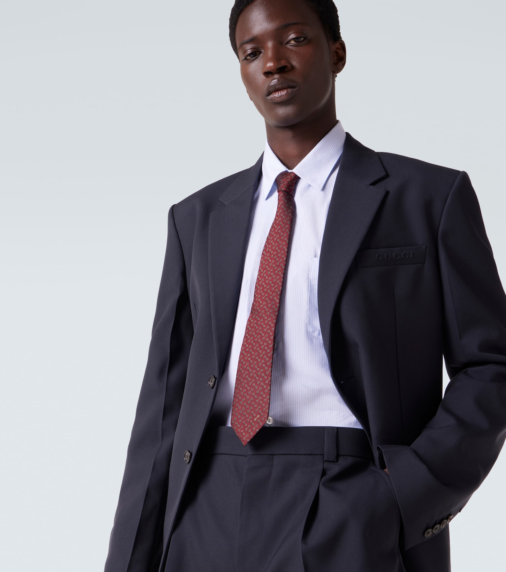 Horsebit silk jacquard tie - 2