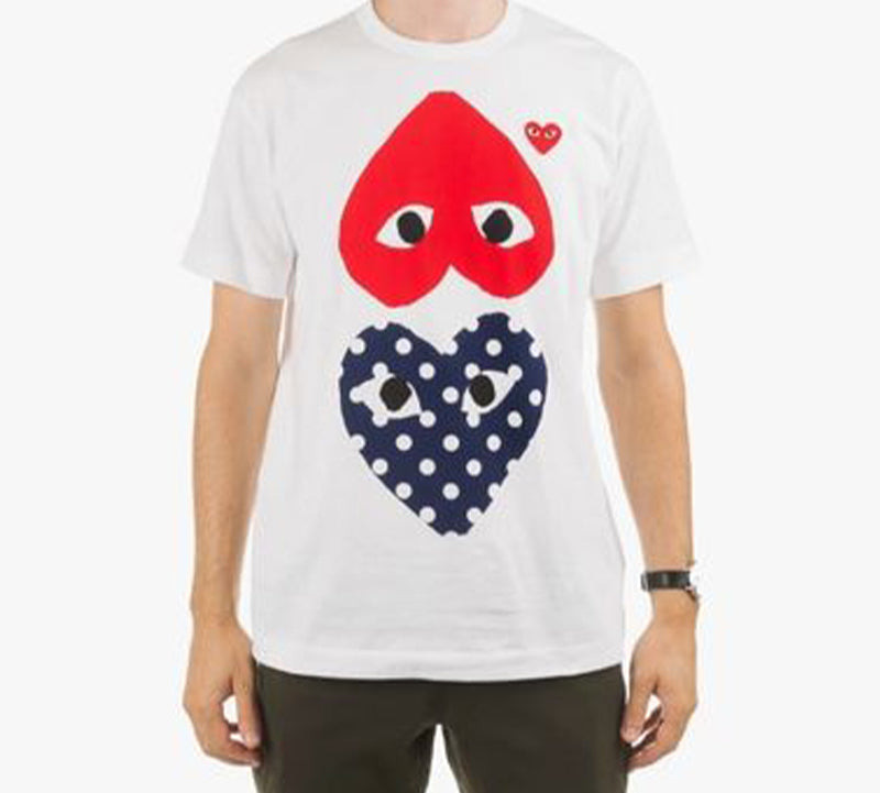COMME des GARCONS PLAY Upside Down Polka Dot Tee 'White Red Navy' AZ-T240-051-1 - 3