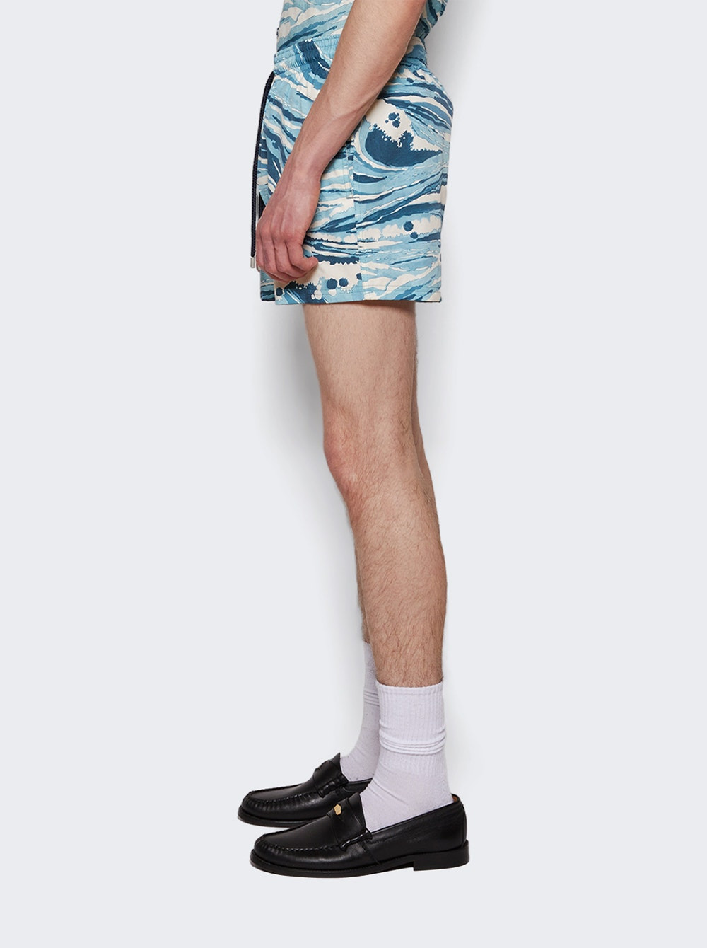 X Maison Kitsune Moorise Wave Swim Shorts Blue - 4