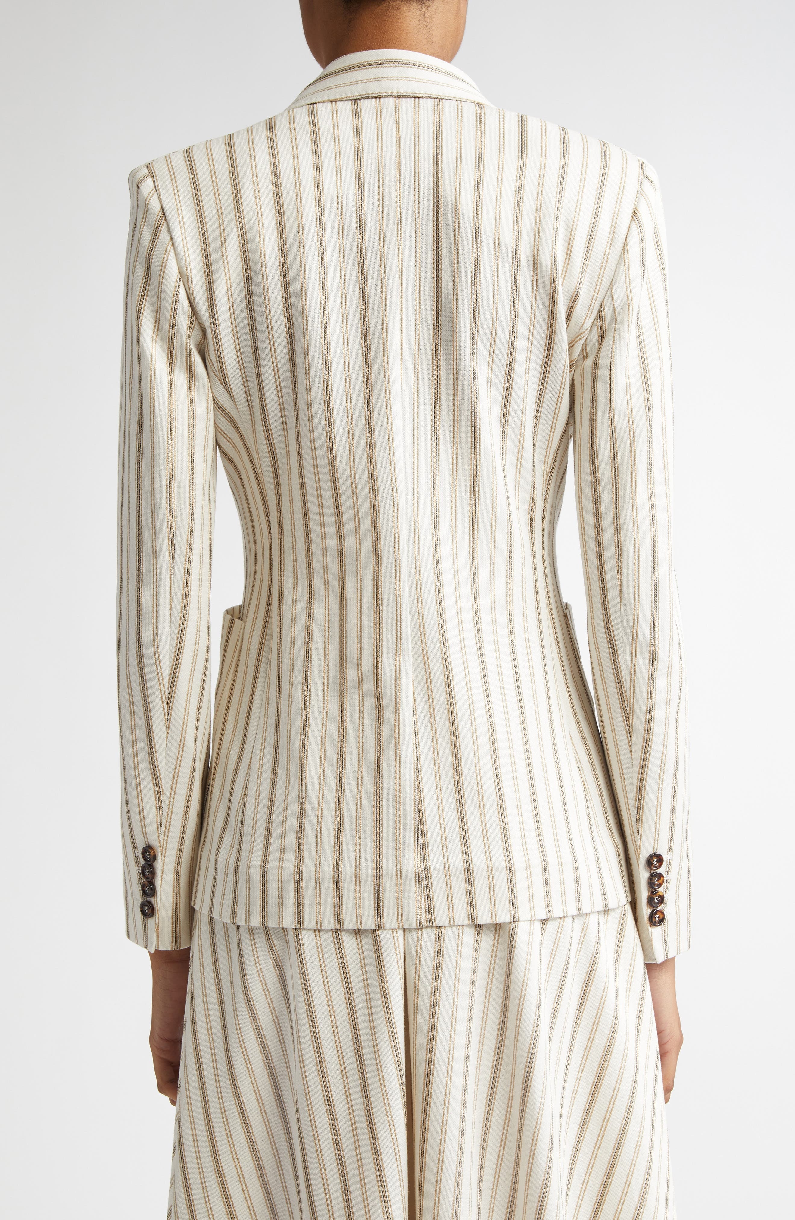 Max Mara Pensile Stripe Double Breasted Jersey Jacket in Sand at Nordstrom - 3