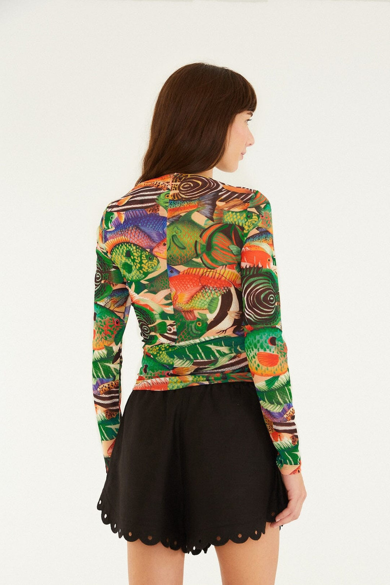Multicolor Fish Sea Tule Blouse 3