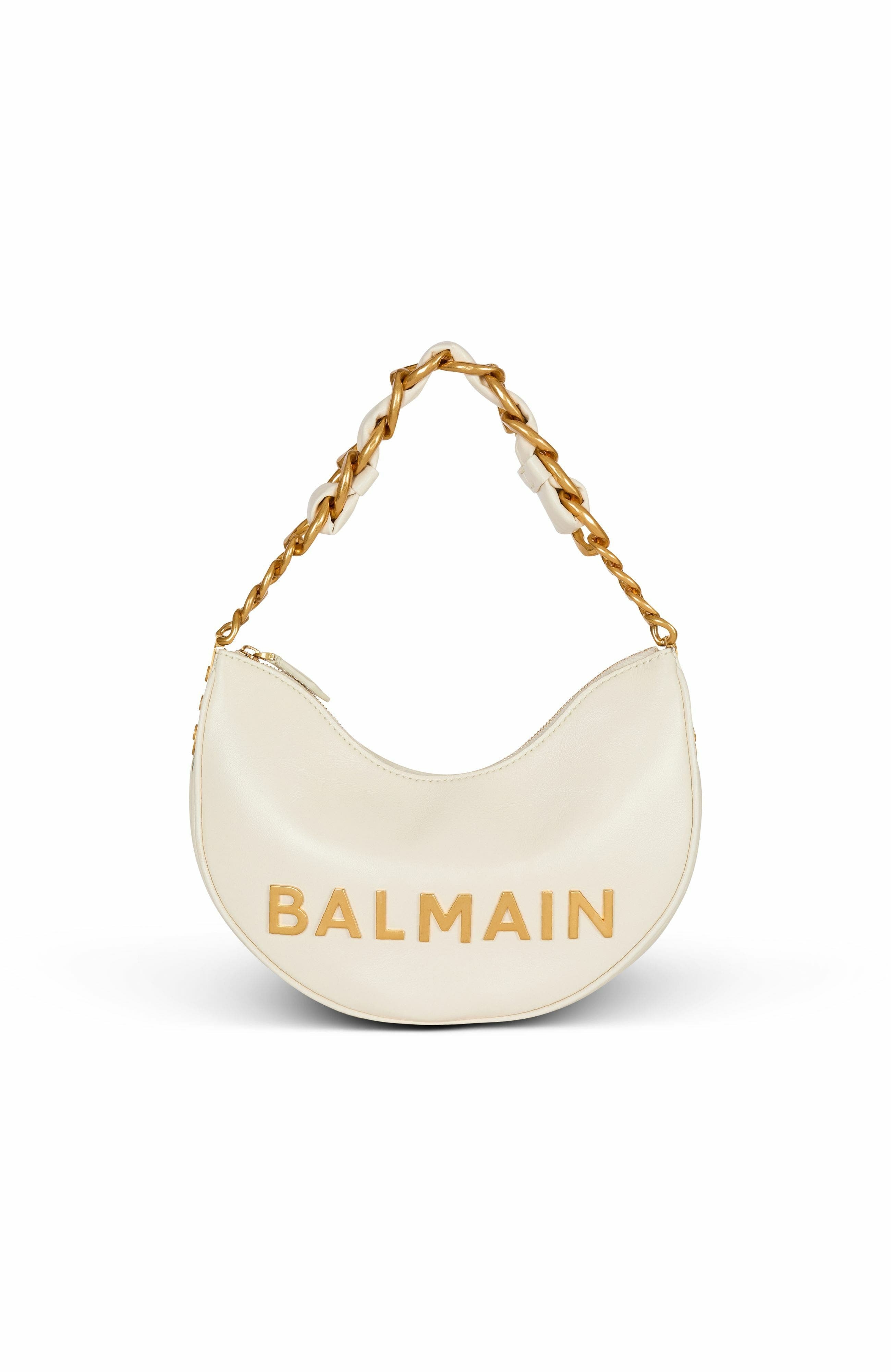 Balmain 1945 Soft Moon crinkled calfskin leather bag in White at Nordstrom - 1