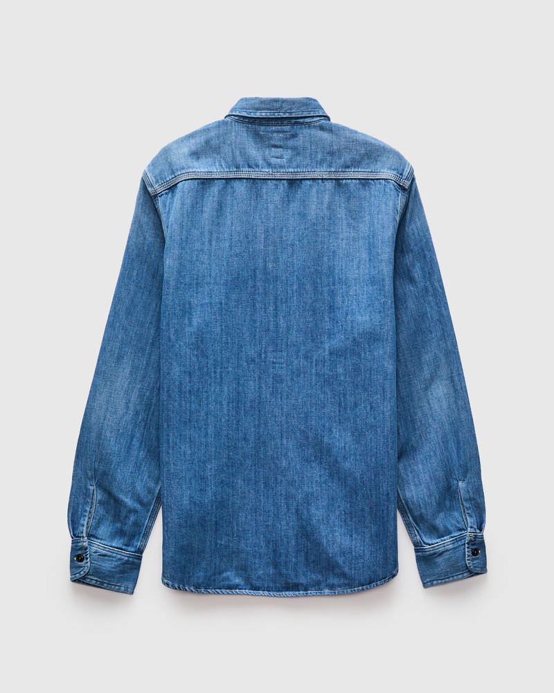 HIROSHI KATO The Brace Long Sleeve Shirt in Washed Indigo outlook