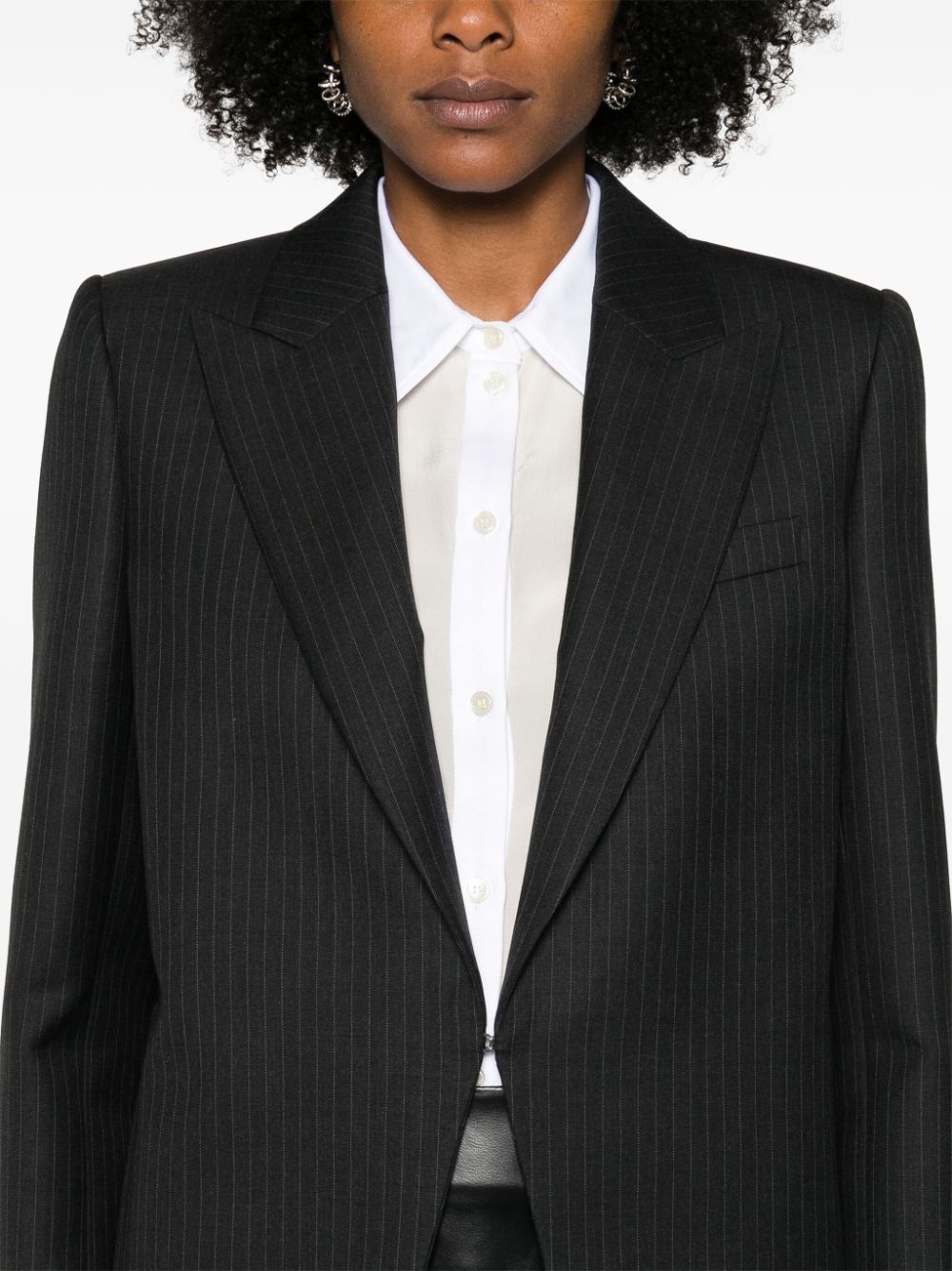 pinstripe pattern blazer - 5