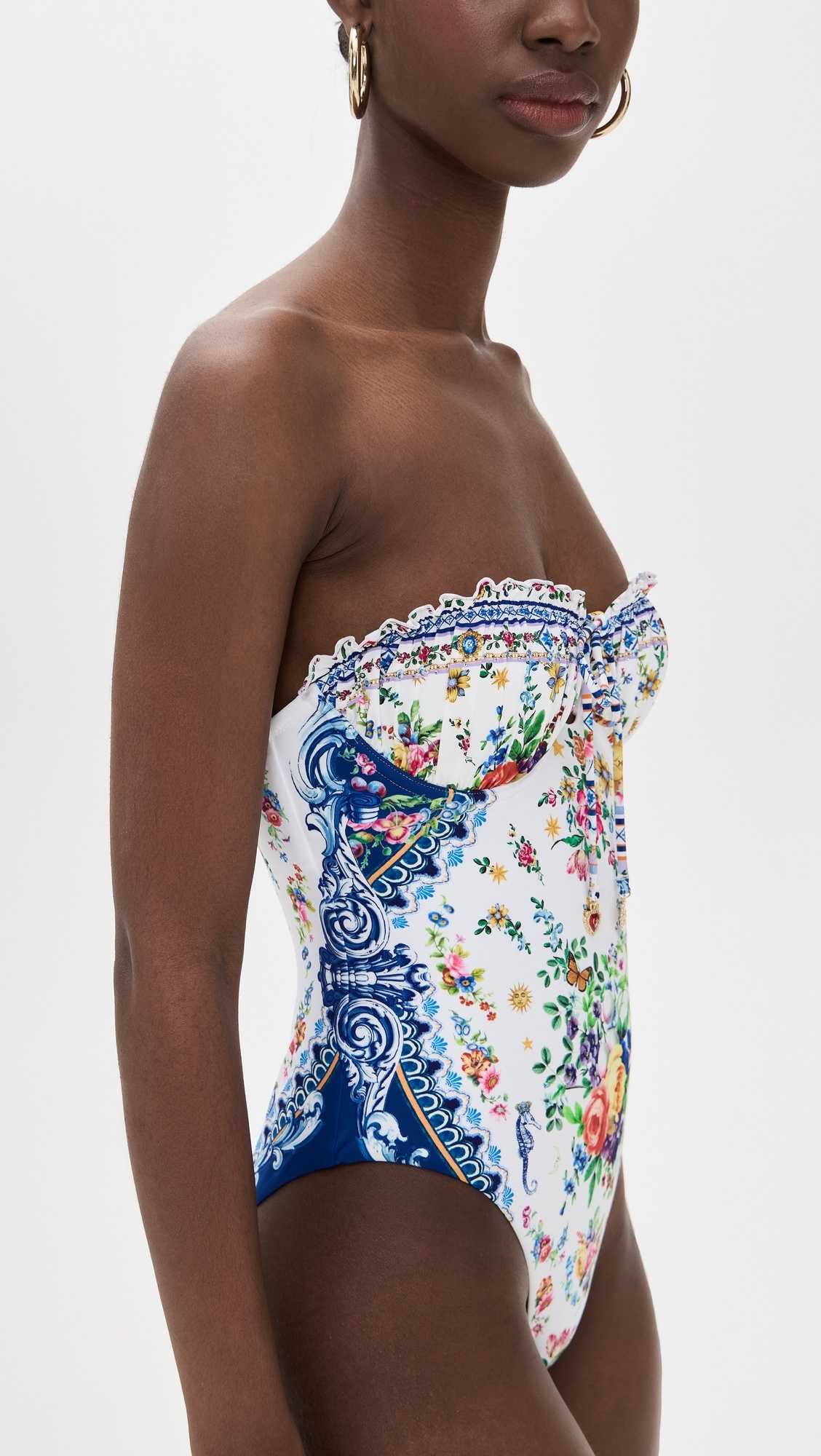 Ruched Underwire One Piece with Tie - 3