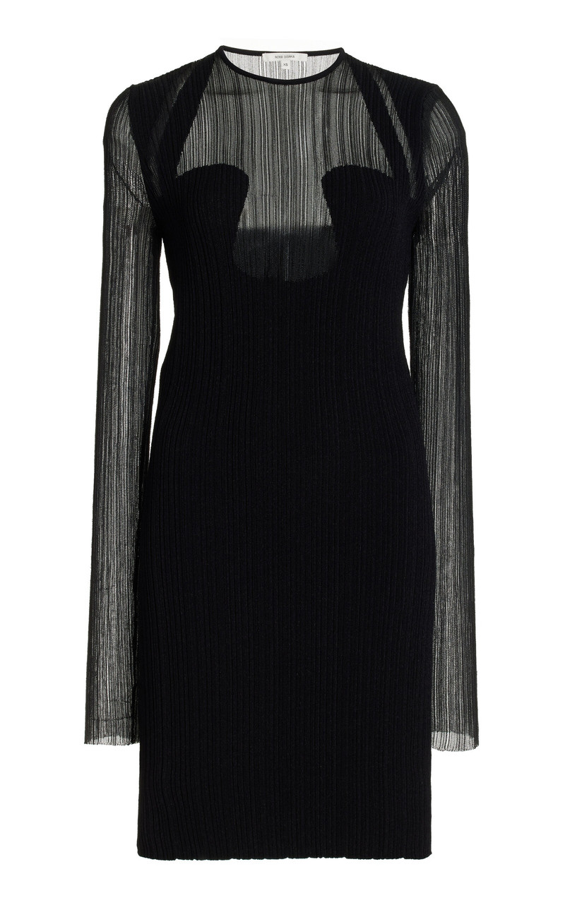 Knit-Plisse Mini Dress black - 1