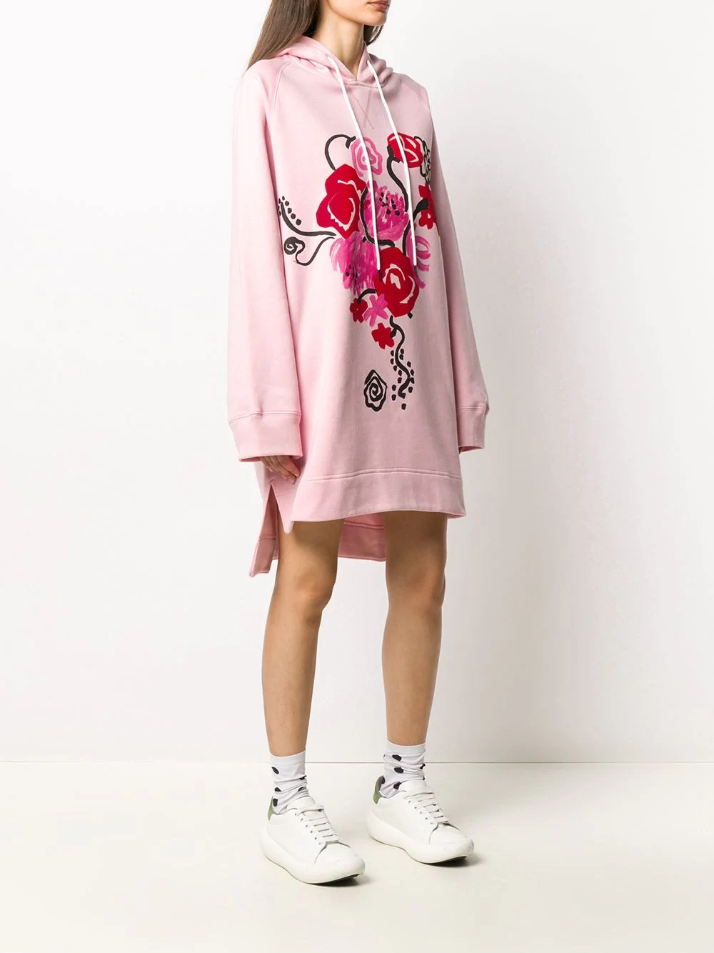 painterly-print hoodie dress - 3