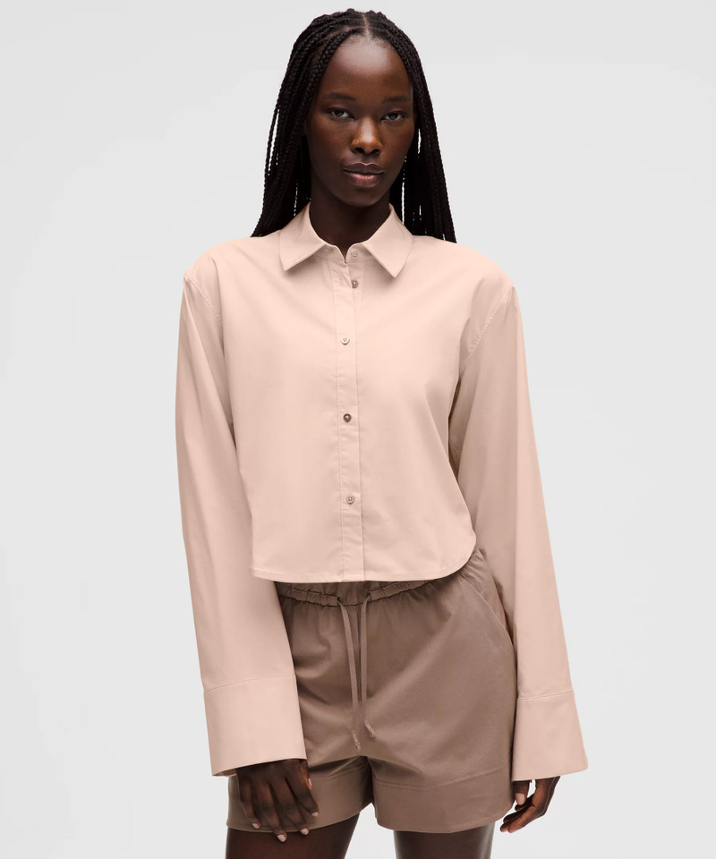 Cropped Poplin Button-Up Top 1