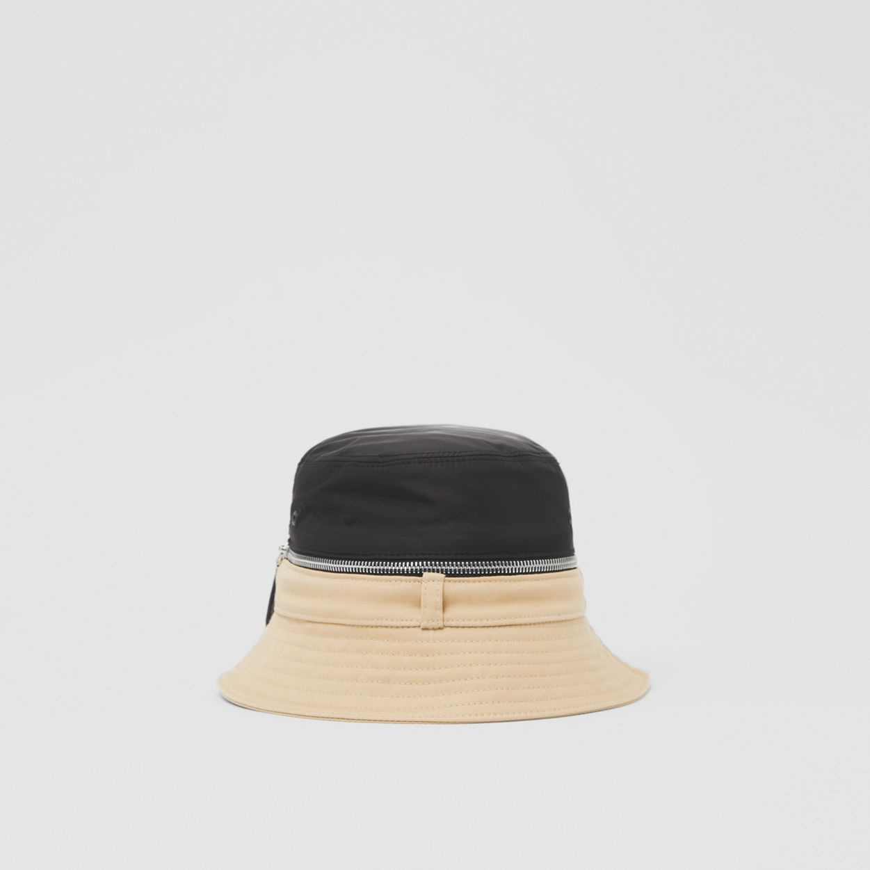 Zip Detail Nylon and Cotton Twill Bucket Hat - 8