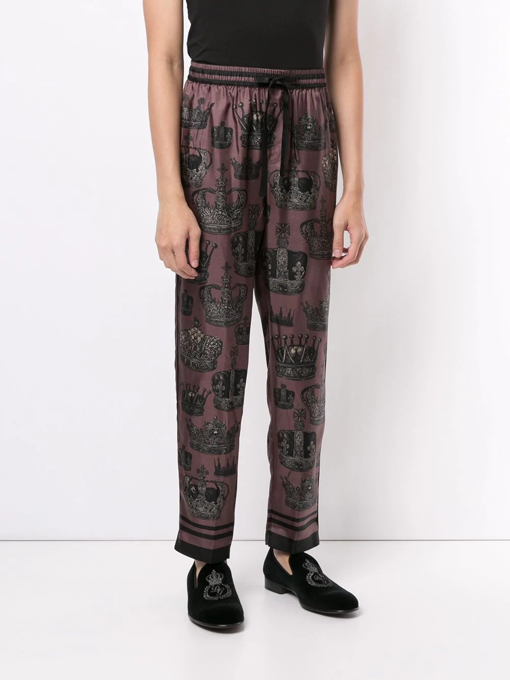 crown print pyjama-style trousers - 3