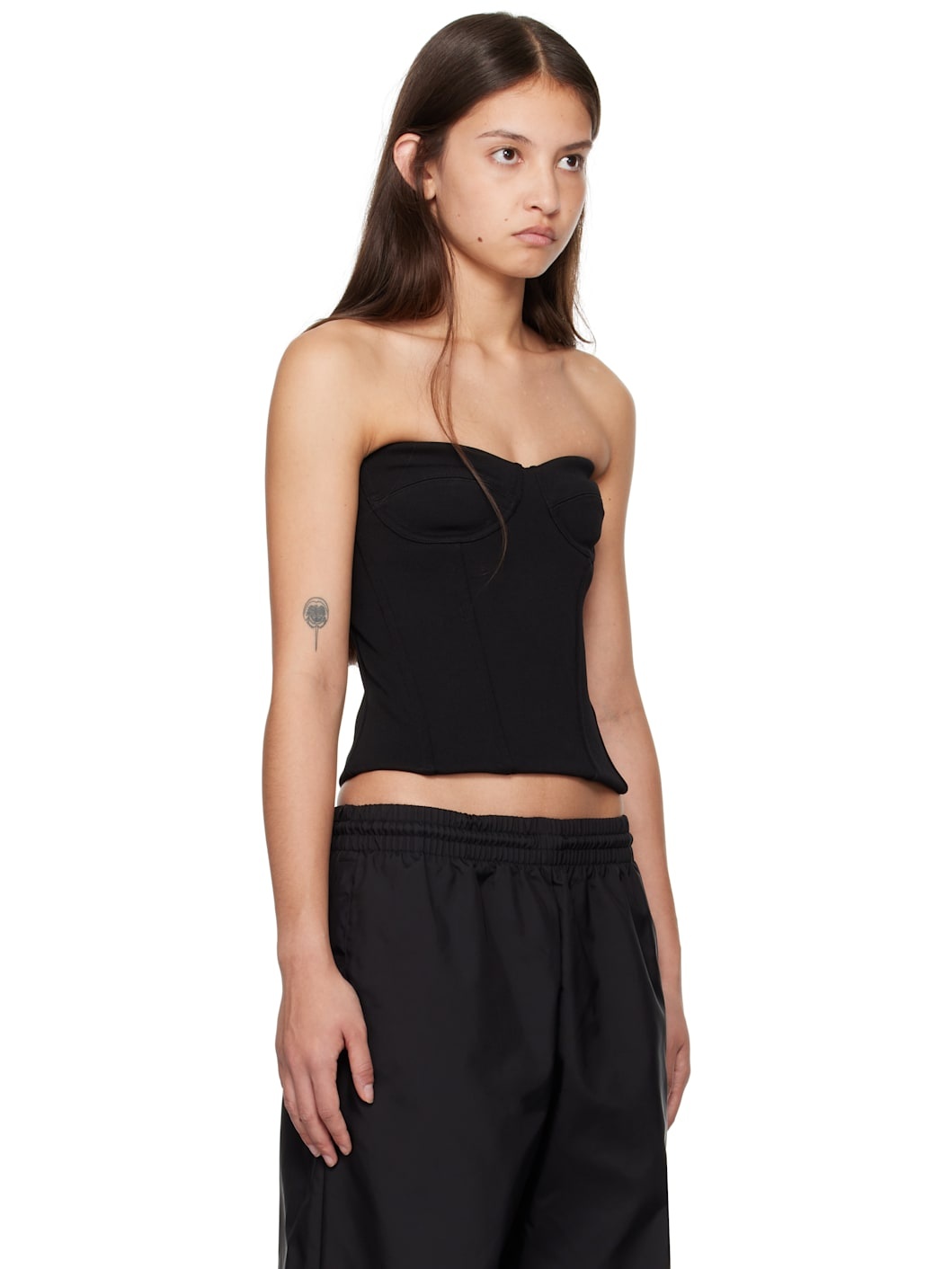 Black Semi Matte Bustier Tank Top - 2