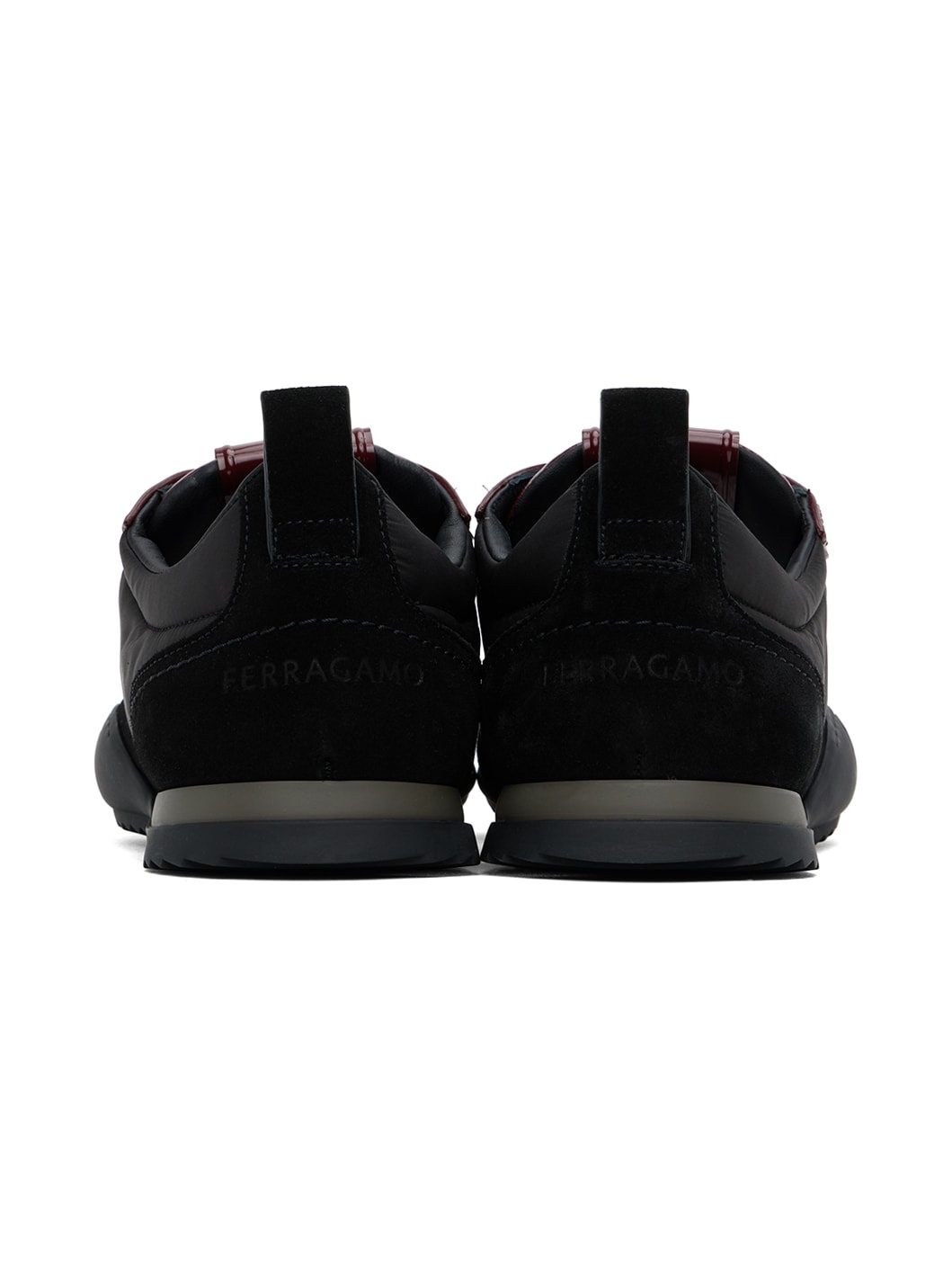 Black & Burgundy Patent Leather Trim Sneakers - 2