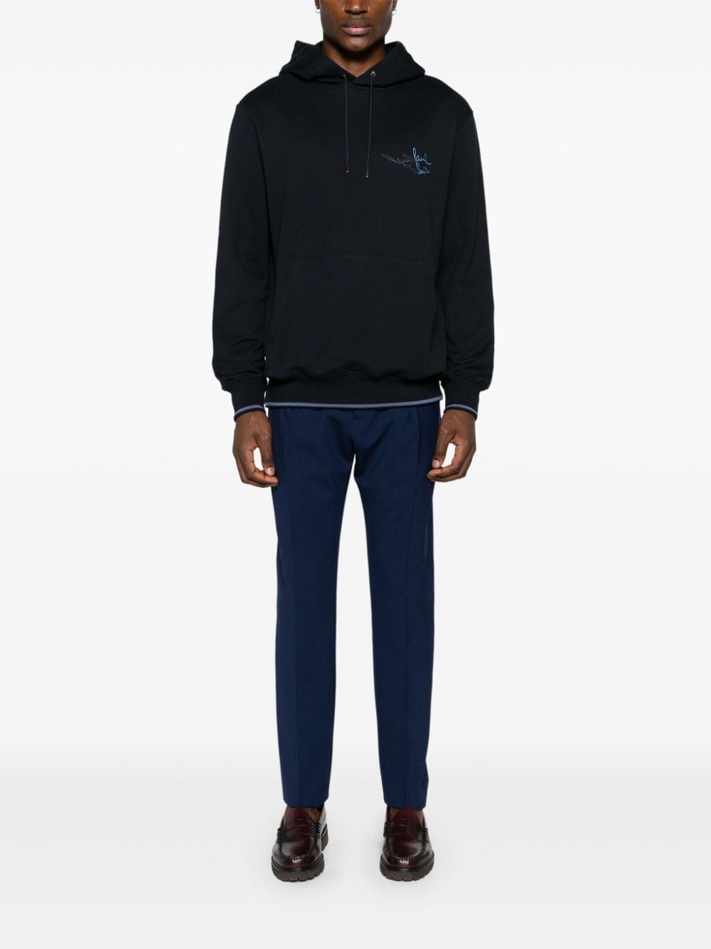 logo-embroidered organic cotton hoodie - 2