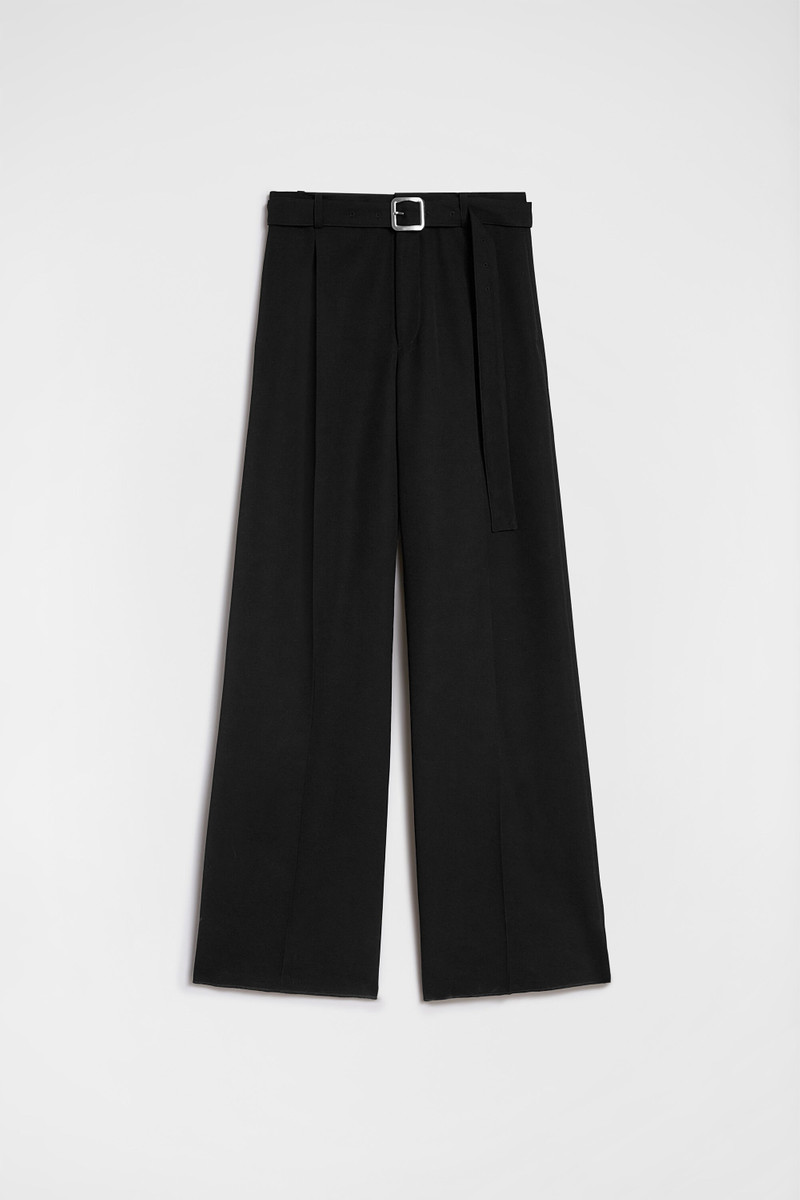 Wool Gabardine Belted Trousers - 1