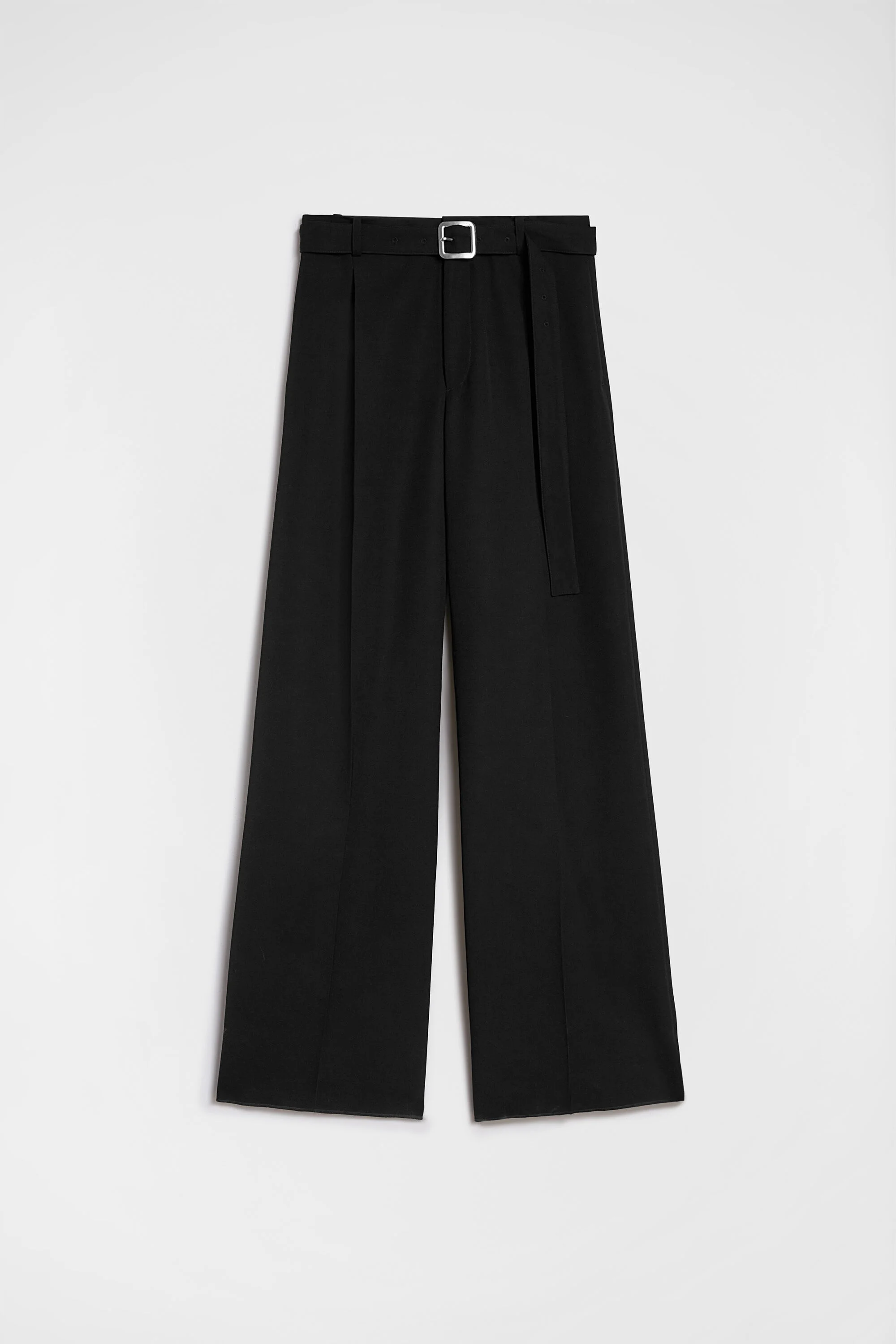 Wool Gabardine Belted Trousers - 1