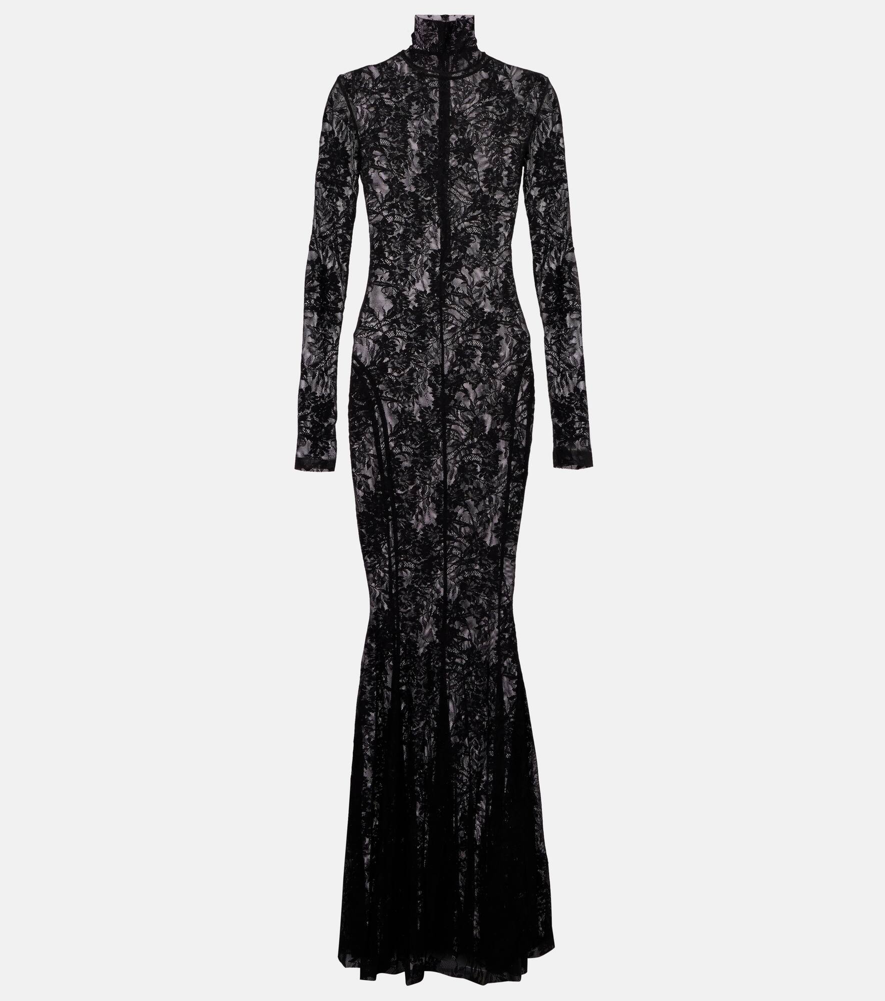 Semi-sheer lace gown - 1