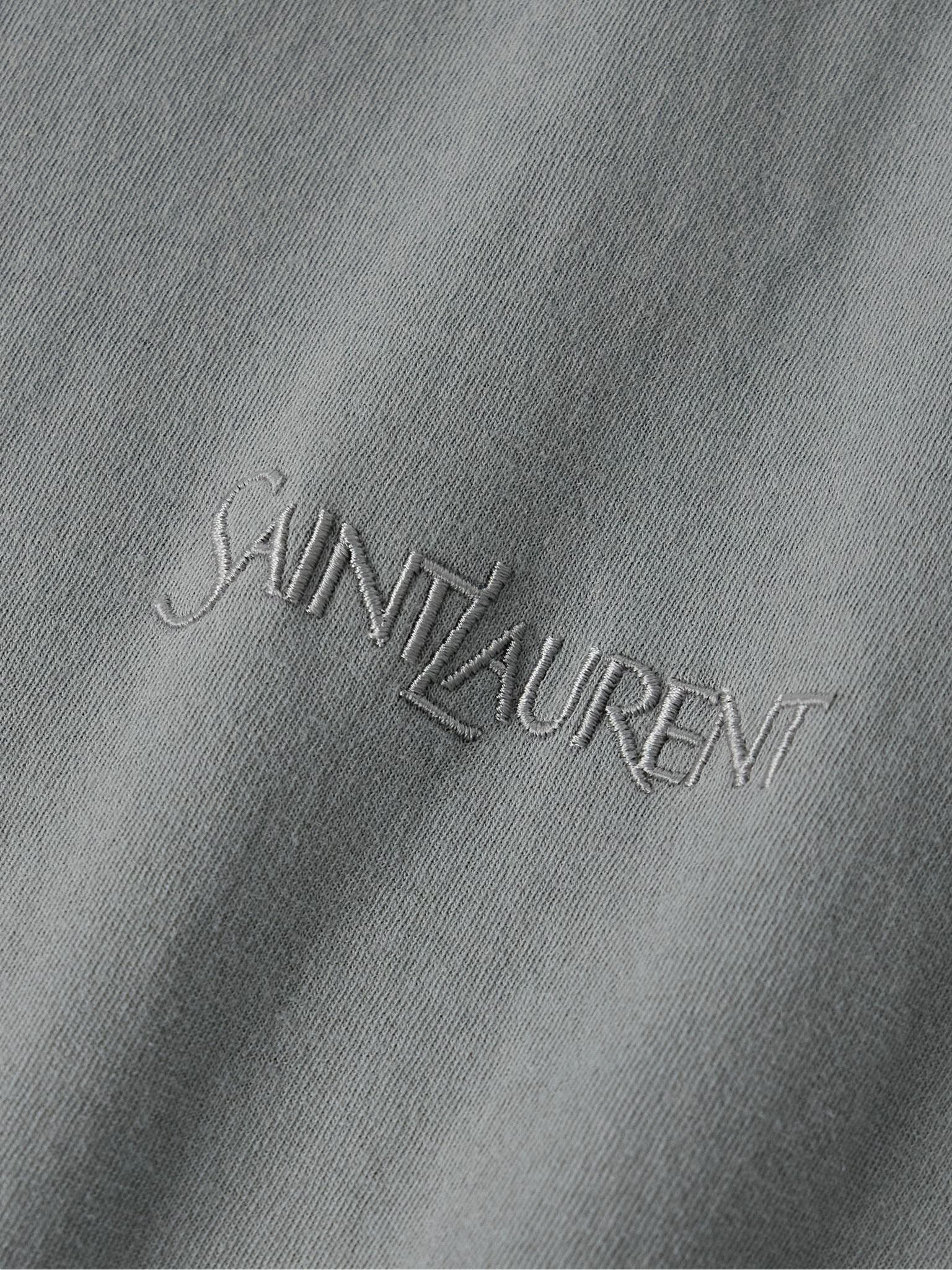 Logo-Embroidered Cotton-Jersey T-Shirt Gray - 5