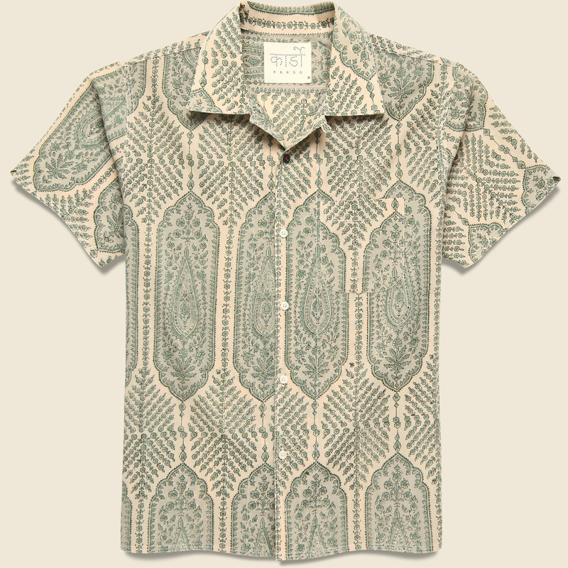 Paisley Block Print Shirt - Sage 1